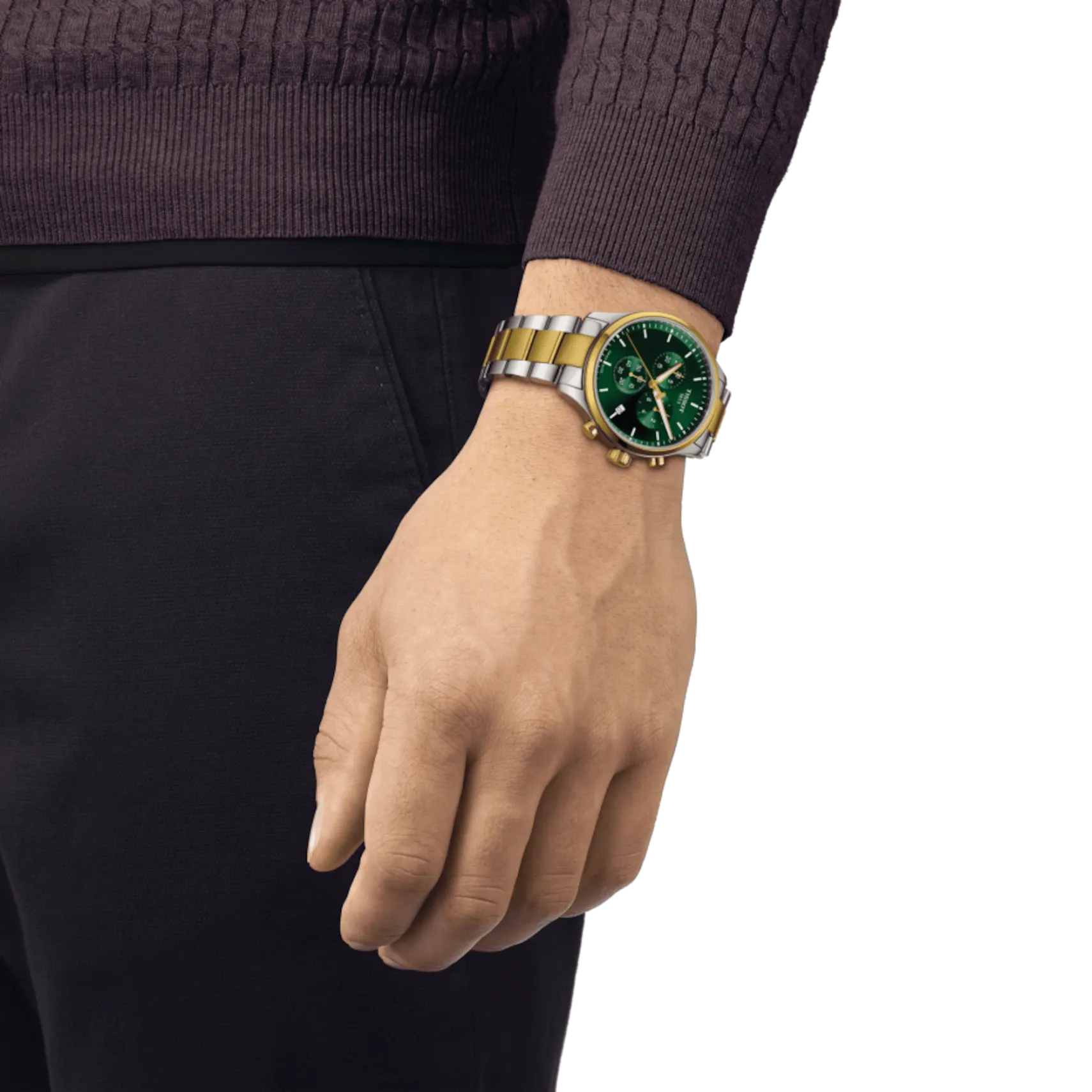TISSOT CHRONO XL CLASSIC GREEN 2 TONES BRACELET