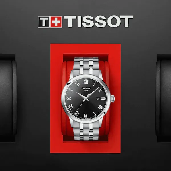TISSOT CLASSIC DREAM BLACK DIAL QUARTZ WATCH ON BRACELET