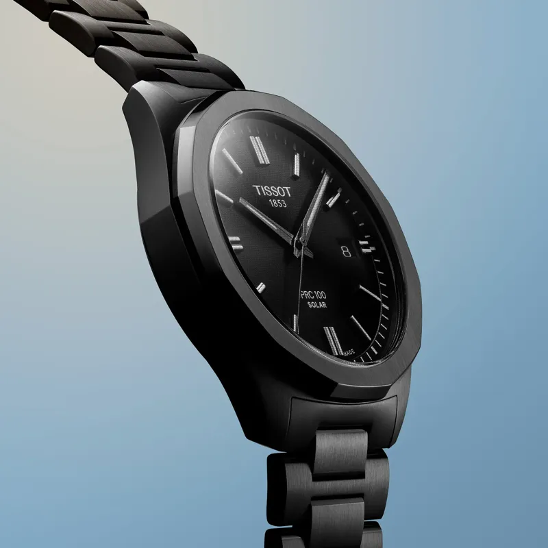 Tissot PRC 100 Solar Quartz 39mm Full Black PVD