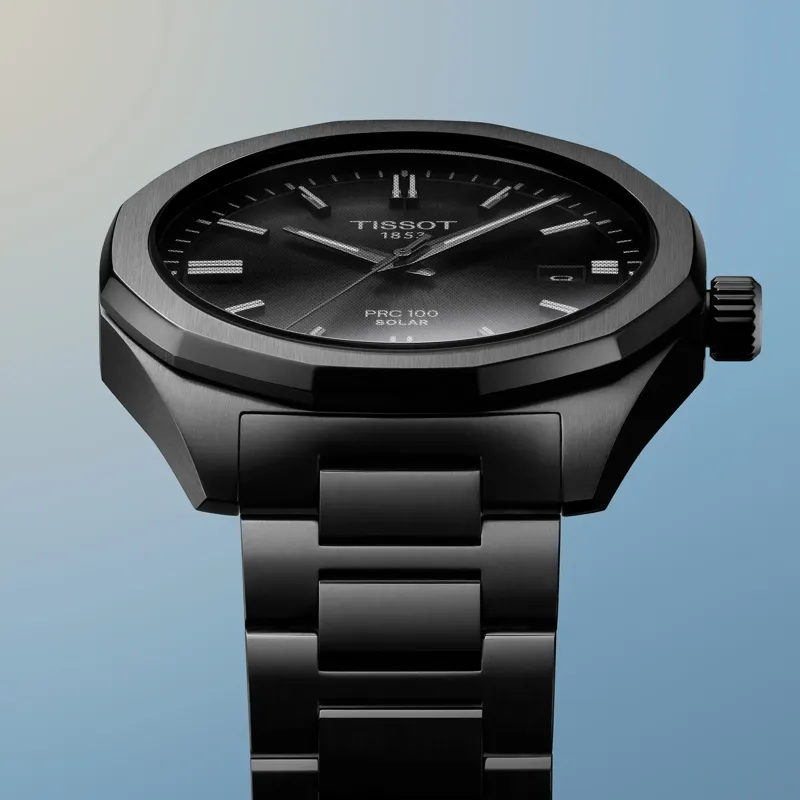 Tissot PRC 100 Solar Quartz 39mm Full Black PVD
