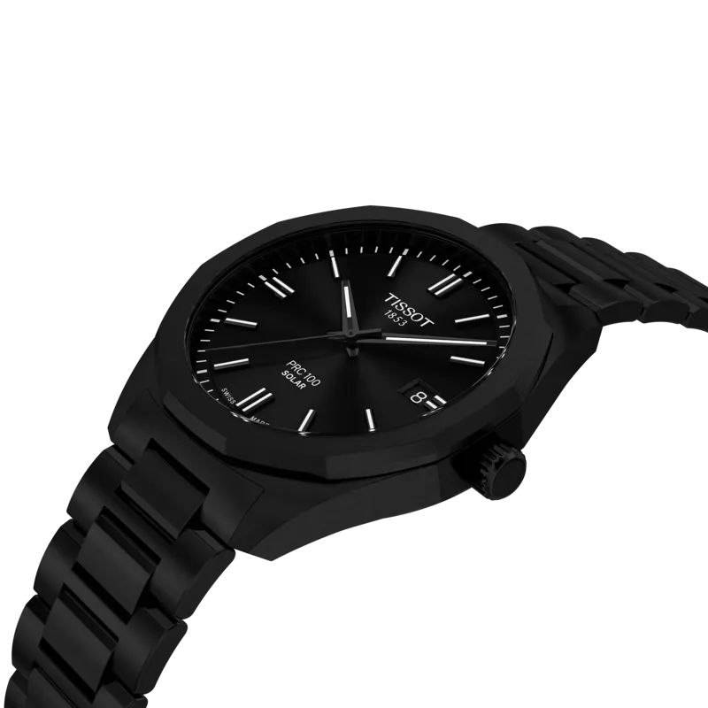 Tissot PRC 100 Solar Quartz 39mm Full Black PVD