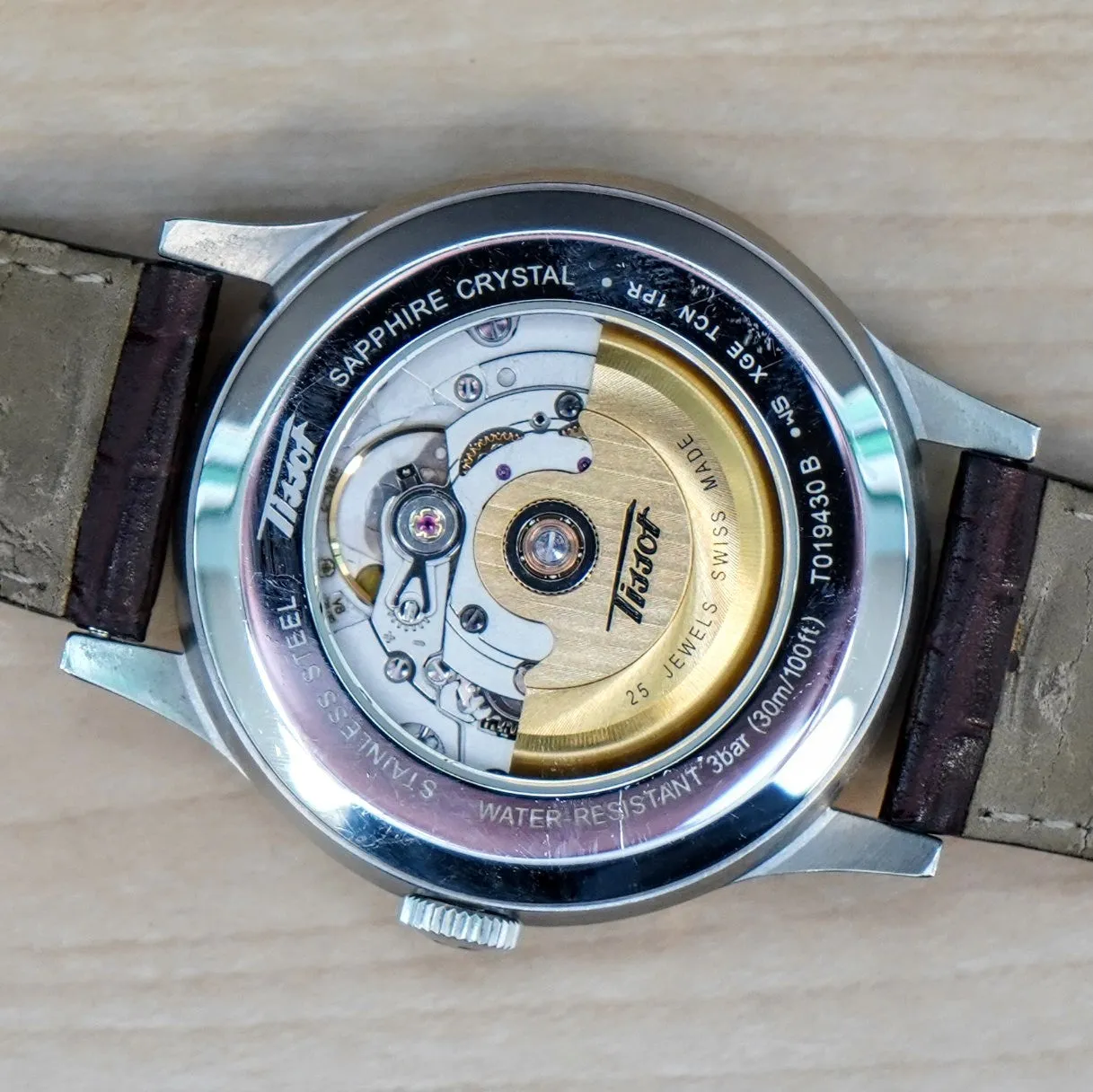 TISSOT Visodate Automatic Watch T019.430 Day/Date 25 Jewels S.S. Wristwatch - Original Tissot Leather Strap