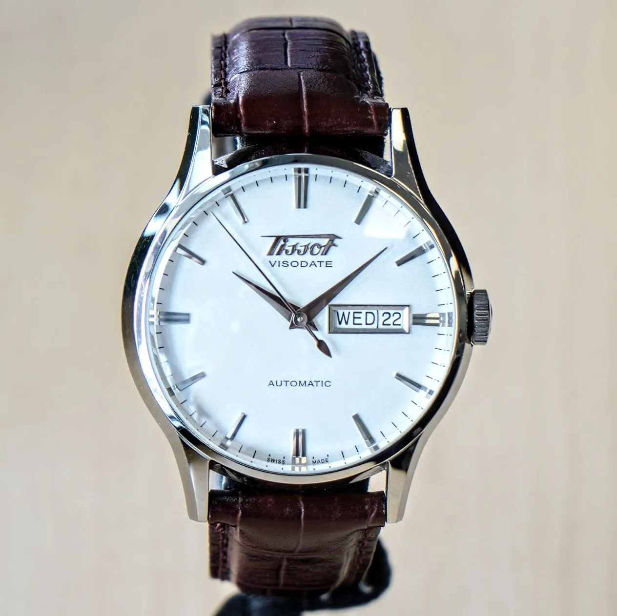 TISSOT Visodate Automatic Watch T019.430 Day/Date 25 Jewels S.S. Wristwatch - Original Tissot Leather Strap