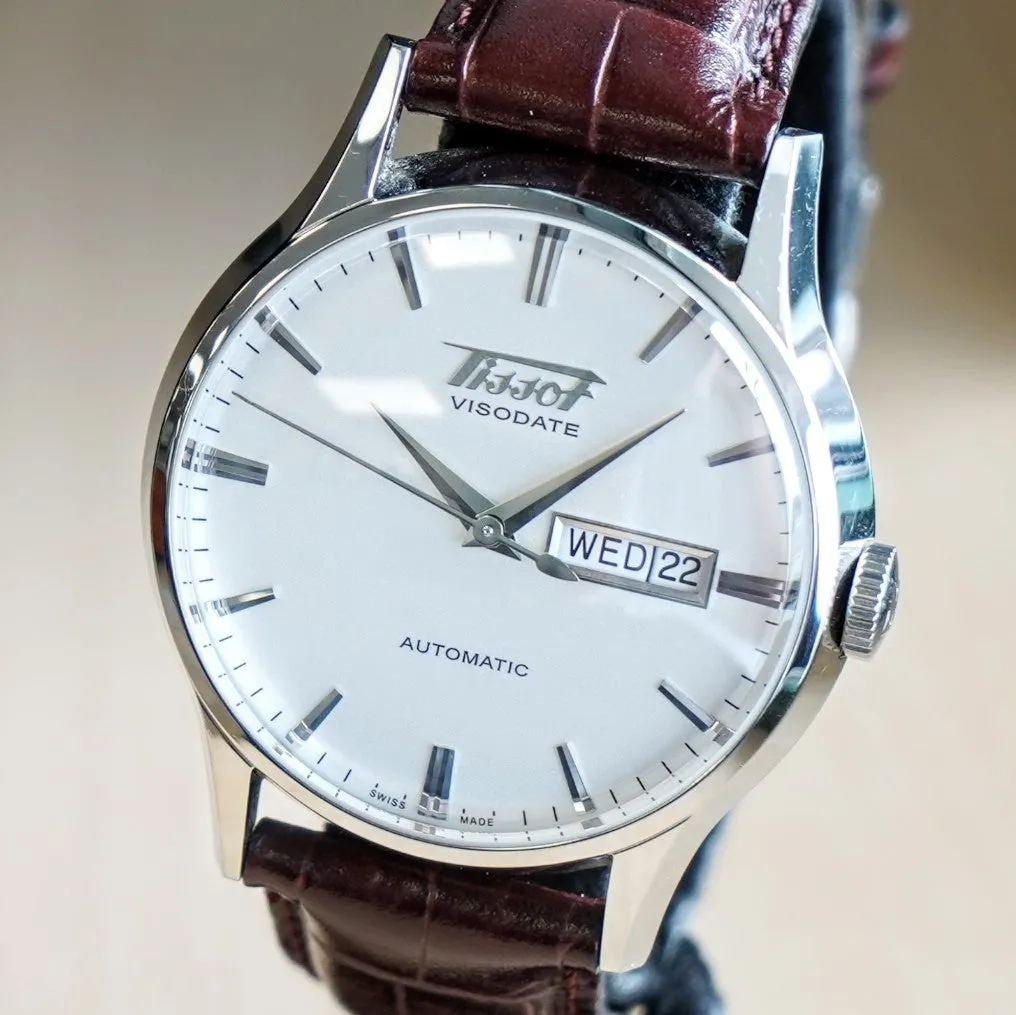 TISSOT Visodate Automatic Watch T019.430 Day/Date 25 Jewels S.S. Wristwatch - Original Tissot Leather Strap