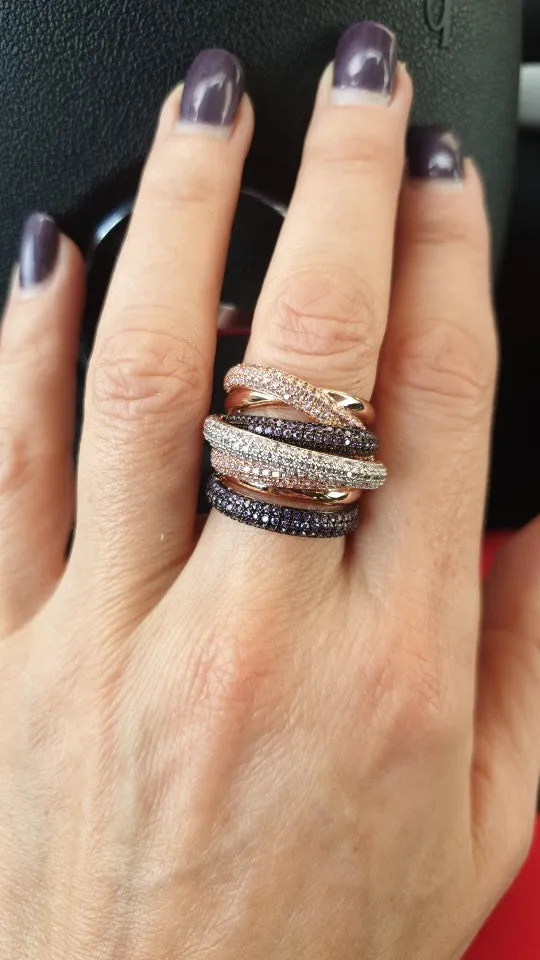 Tri Stone Luxury Cross Geometry Ring