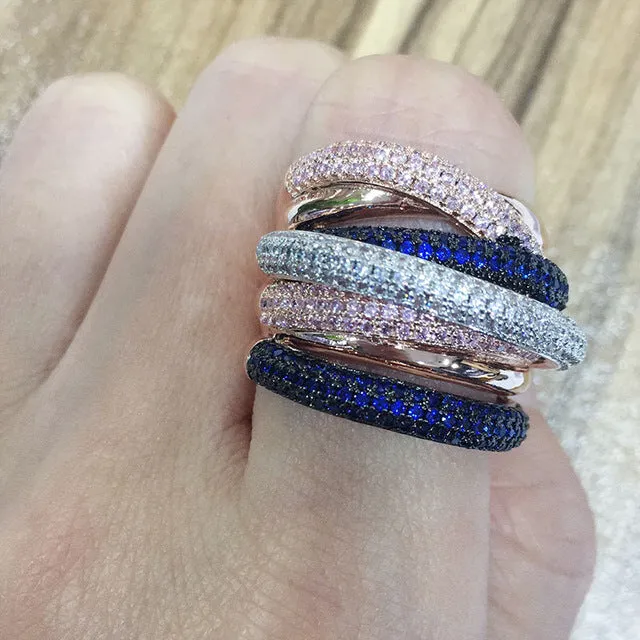 Tri Stone Luxury Cross Geometry Ring