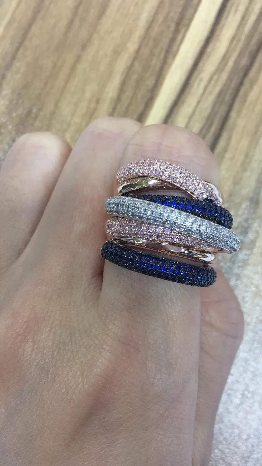 Tri Stone Luxury Cross Geometry Ring