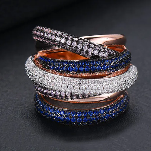 Tri Stone Luxury Cross Geometry Ring