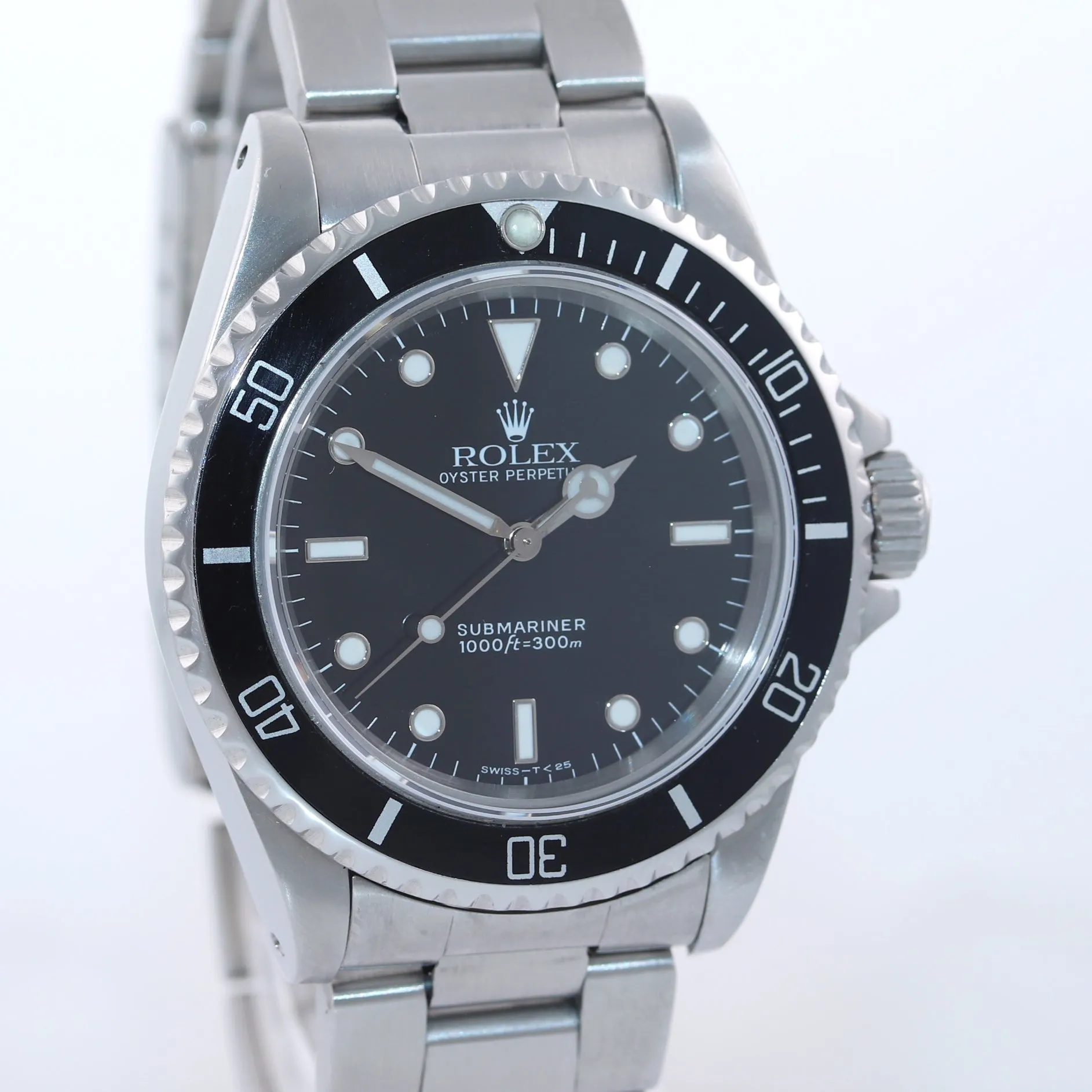 TRITIUM Rolex Submariner No-Date 2 line dial 14060 Steel Black 40mm Watch Box