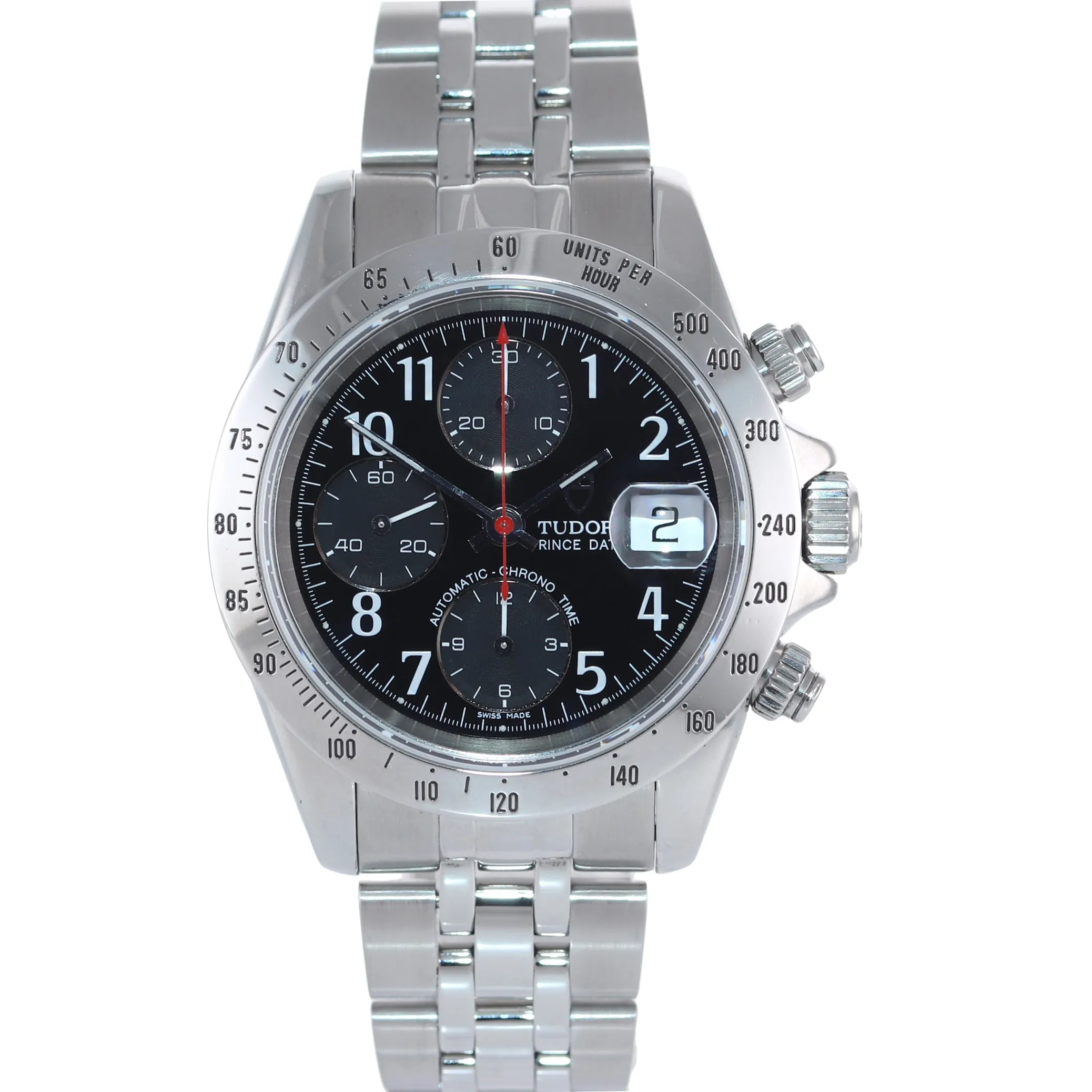 Tudor Prince Date 79280 Black Arabic Dial Chrono Jubilee non tiger Watch