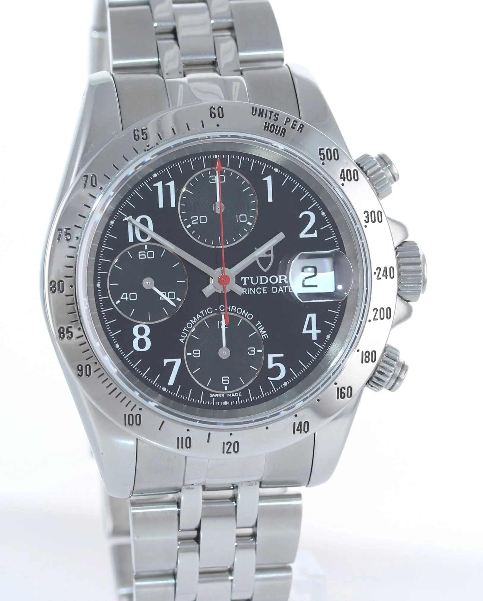 Tudor Prince Date 79280 Black Arabic Dial Chrono Jubilee non tiger Watch