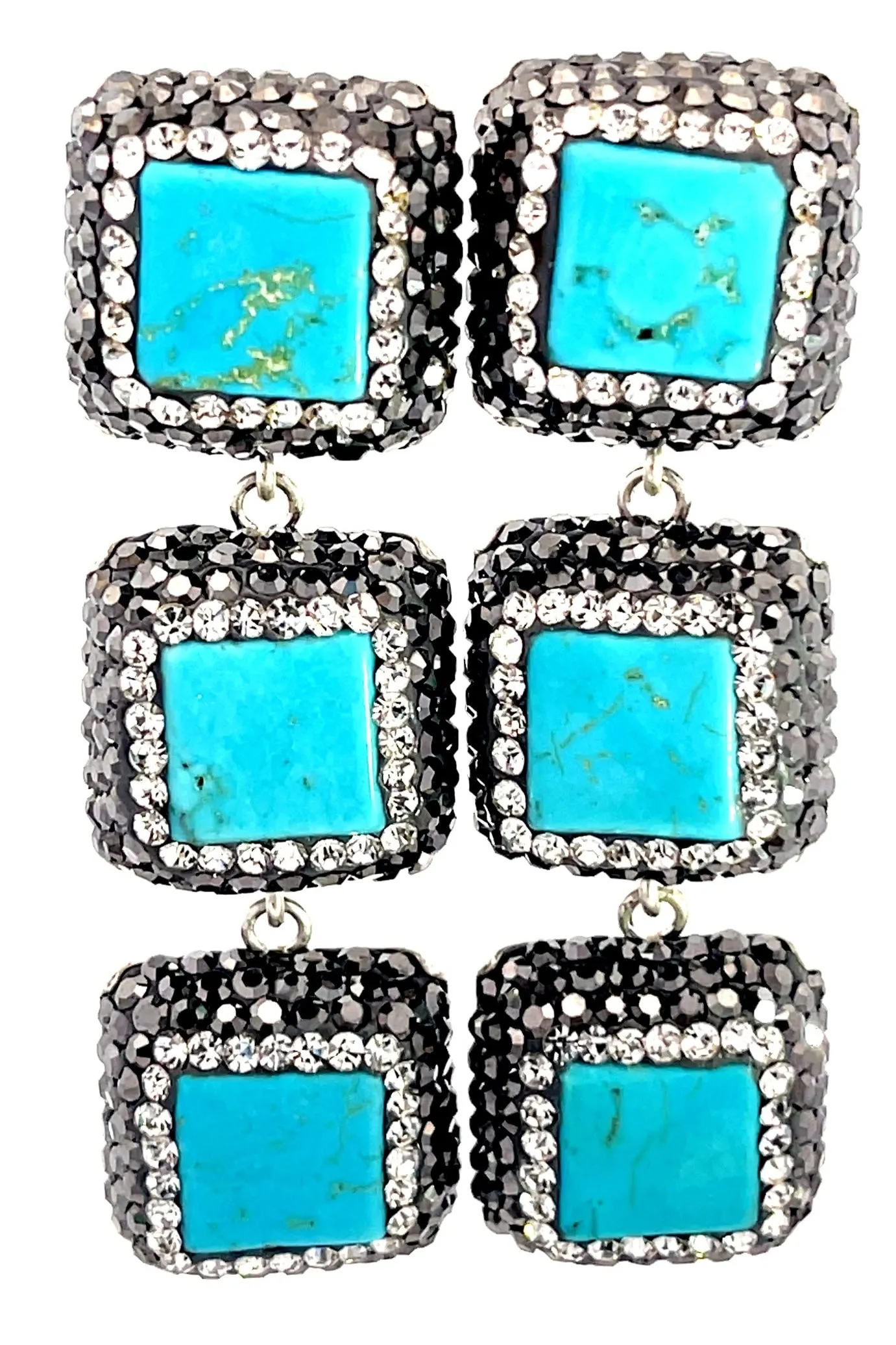 Turquoise 3 Tier 925 Sterling Silver Earring