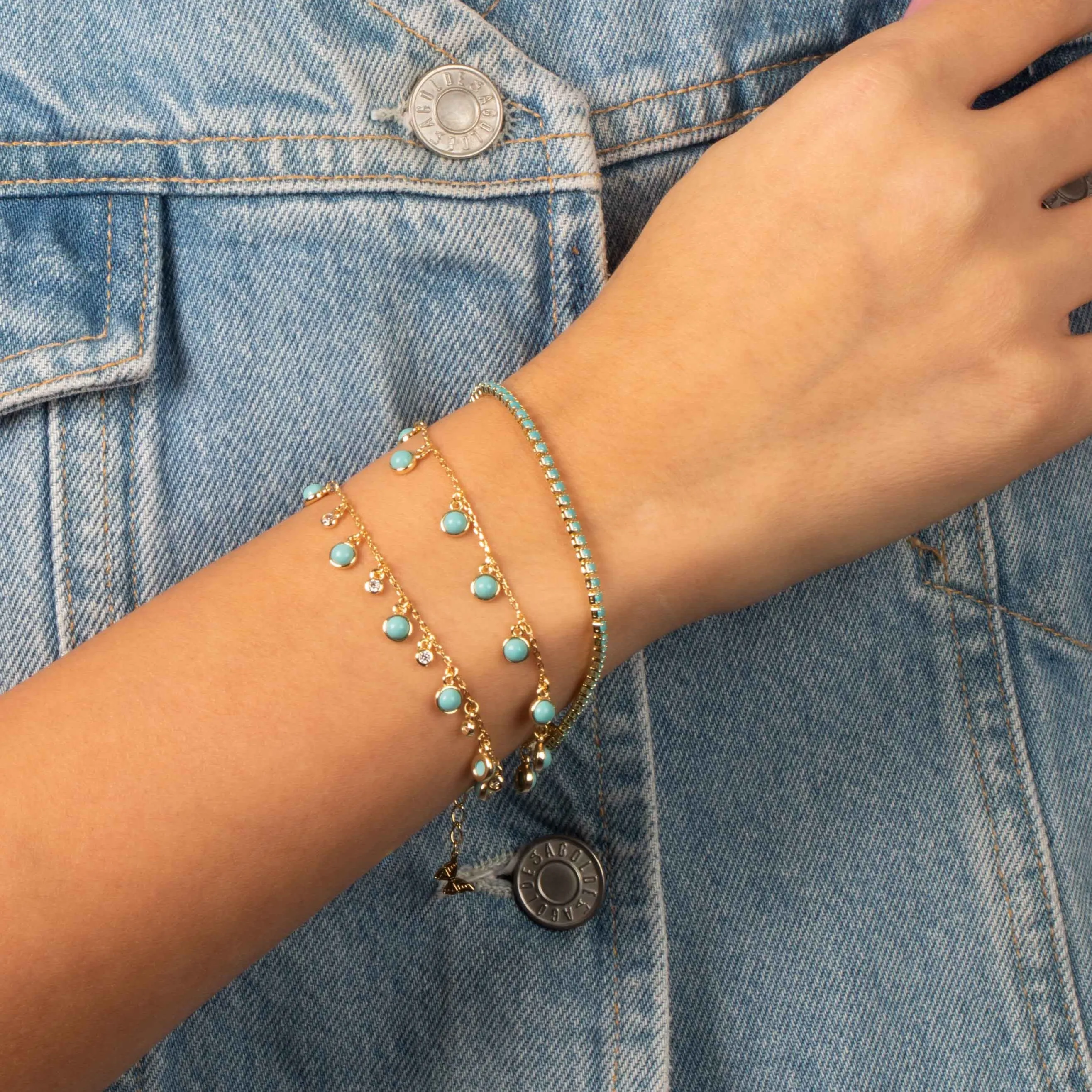 Turquoise Bezel Shaker Bracelet
