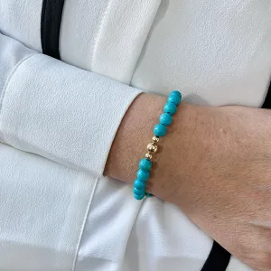 Turquoise Bracelet with Gold Accent | Solo or Stack Set