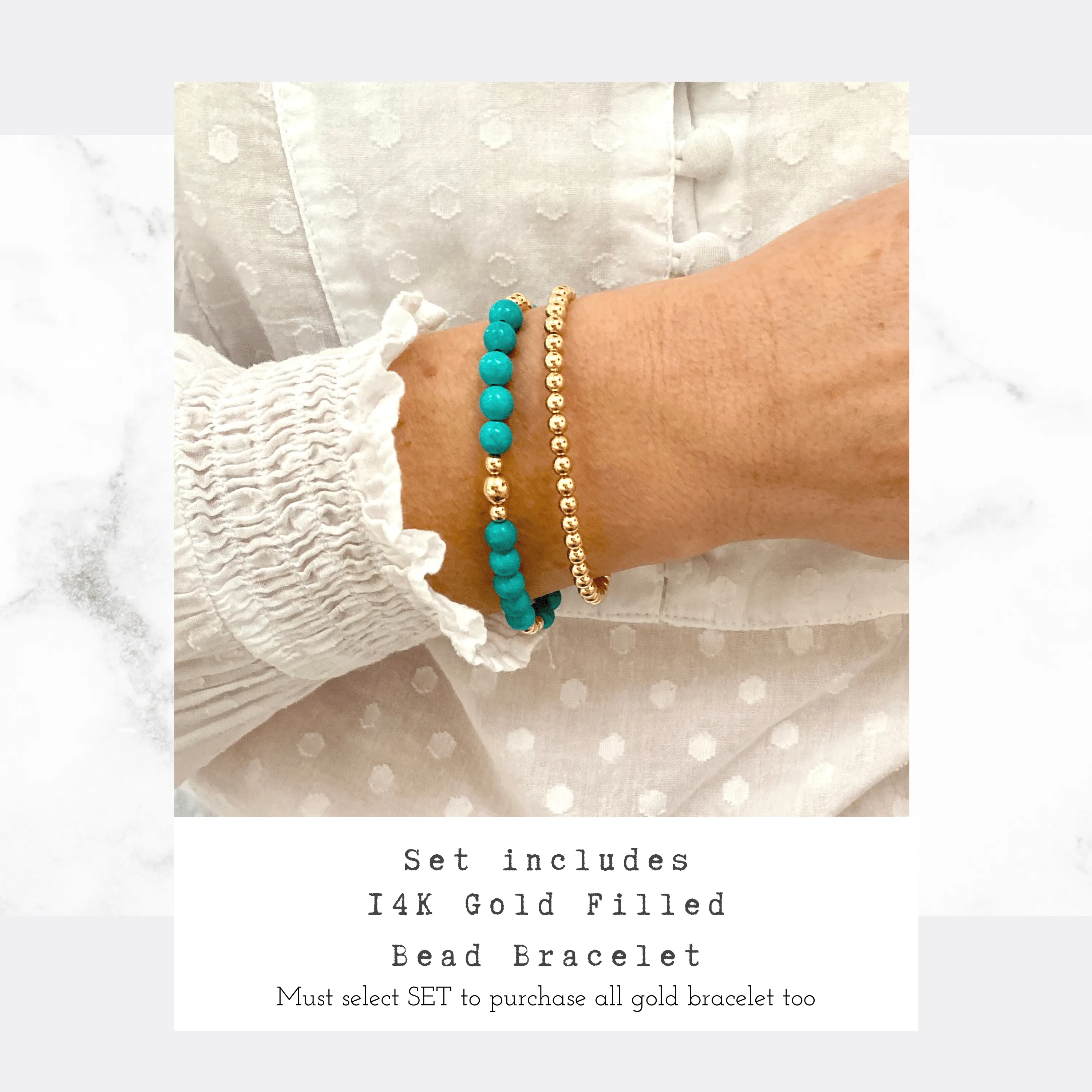 Turquoise Bracelet with Gold Accent | Solo or Stack Set