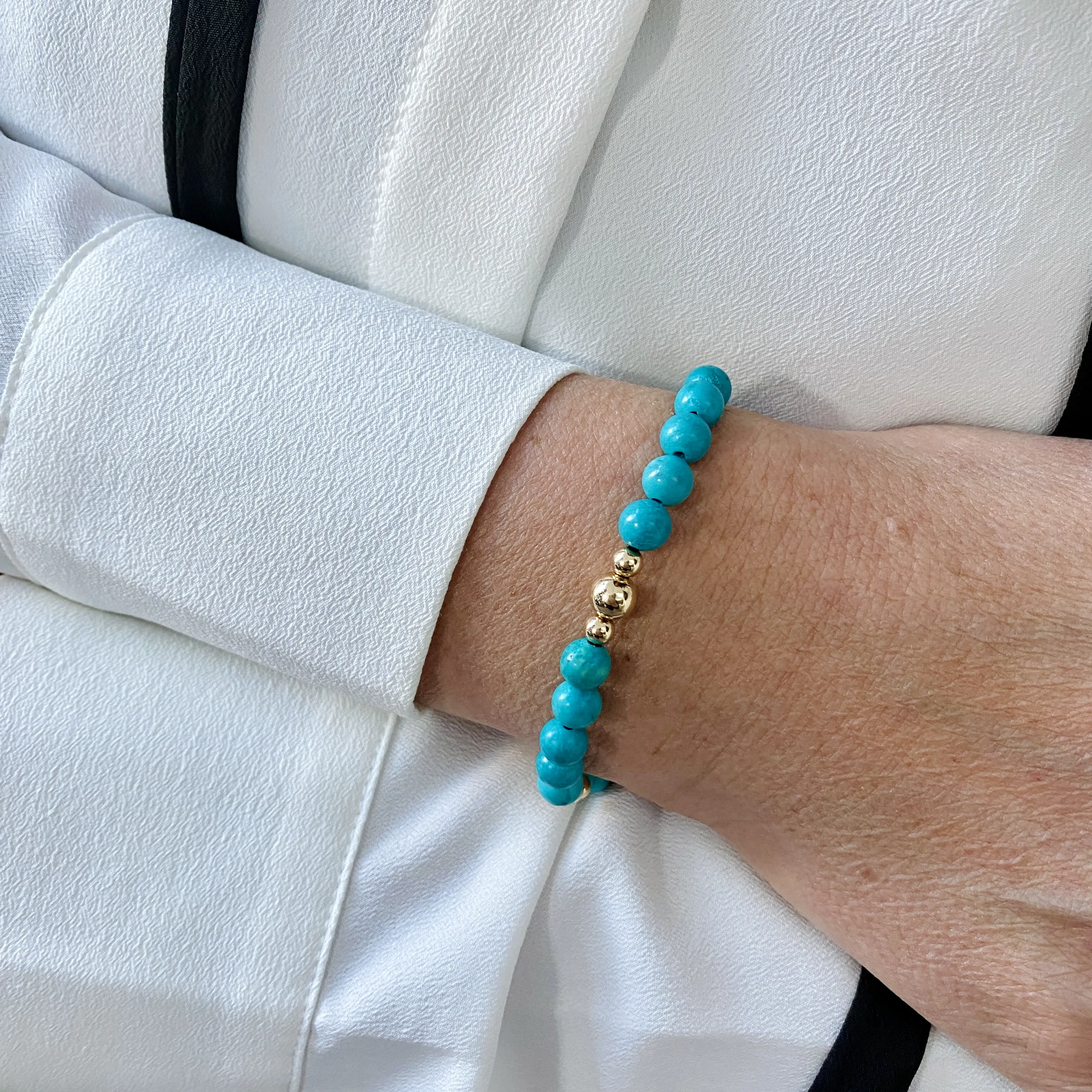 Turquoise Bracelet with Gold Accent | Solo or Stack Set