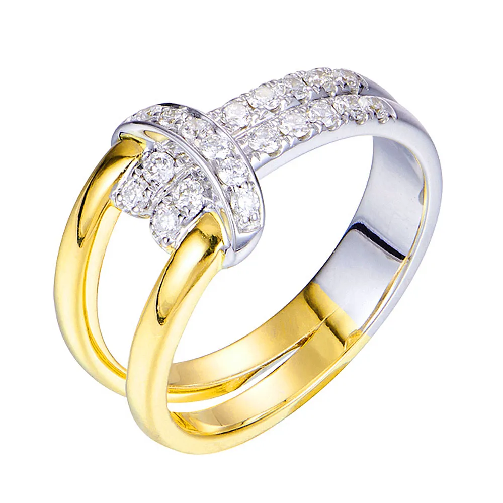 Two Tone Gold Diamond Pave Love Knot Ring