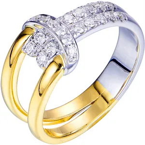 Two Tone Gold Diamond Pave Love Knot Ring