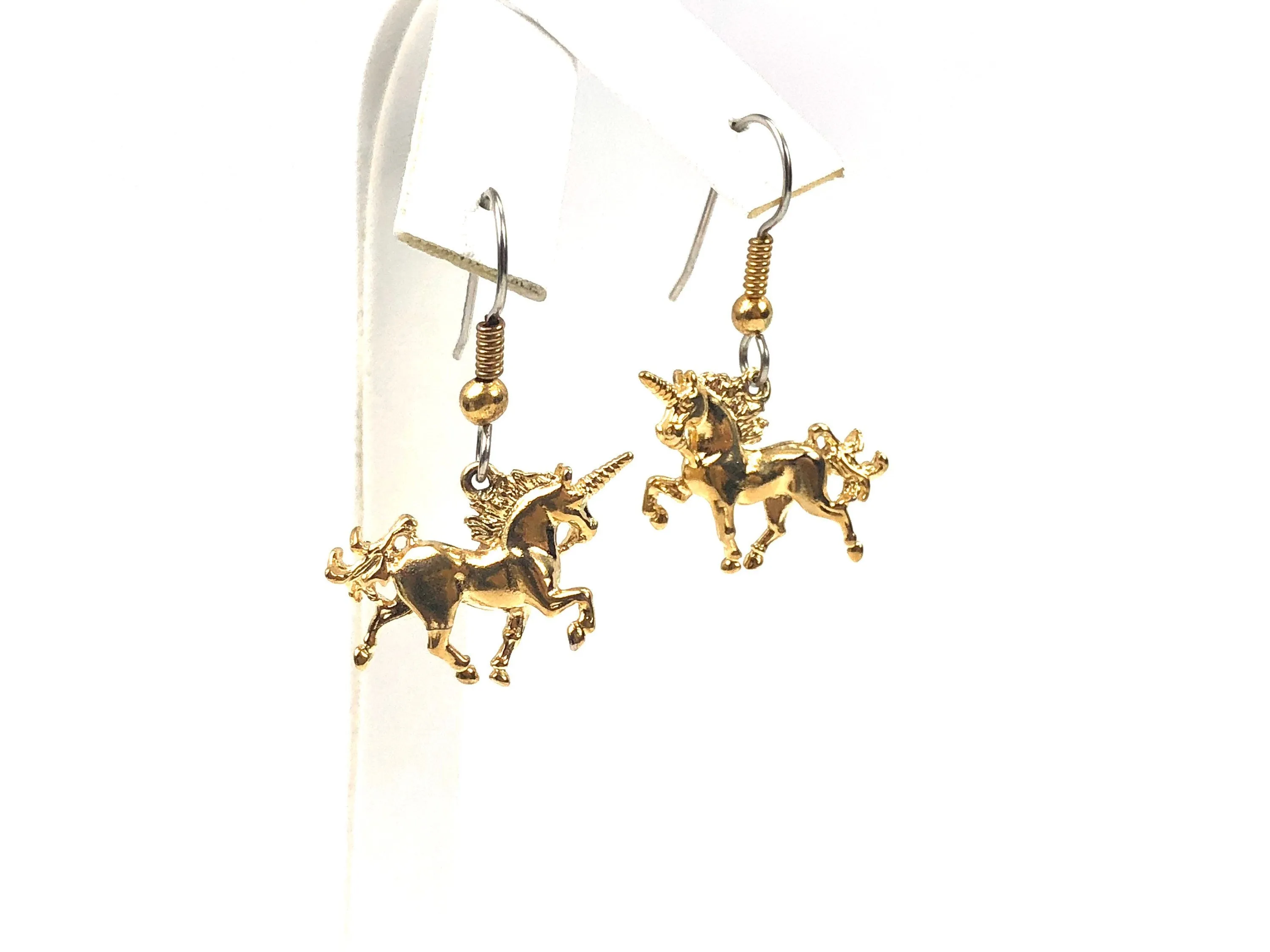 Unicorn dangle drop earrings, 14KGF , sterling silver hook , SKU#UNI998