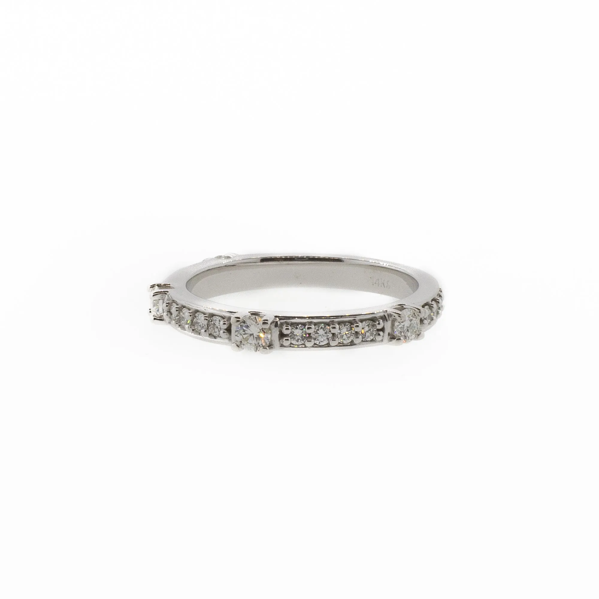 Unique 14K White Gold Diamond Eternity Stackable Band