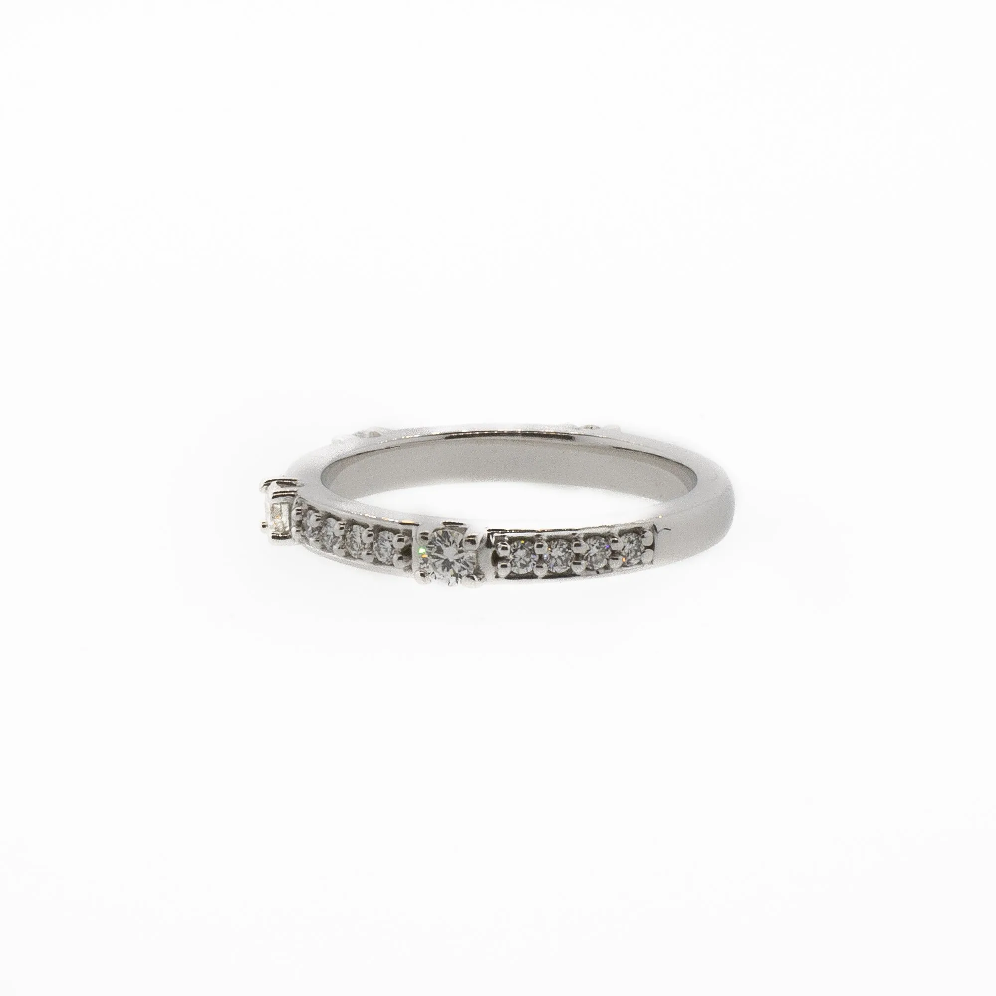 Unique 14K White Gold Diamond Eternity Stackable Band