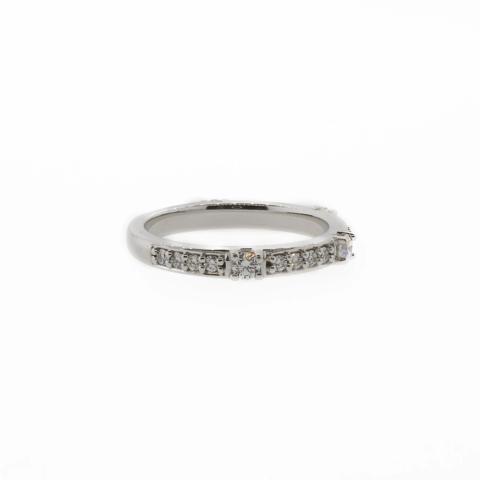 Unique 14K White Gold Diamond Eternity Stackable Band