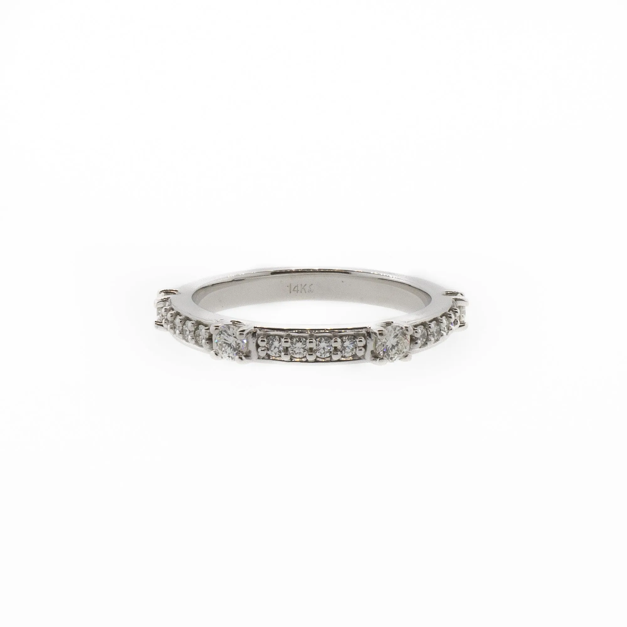 Unique 14K White Gold Diamond Eternity Stackable Band