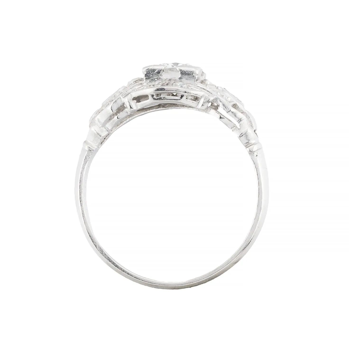 Unique Art Deco 0.97ctw Diamond Engagement Ring in Platinum Circa 1920's