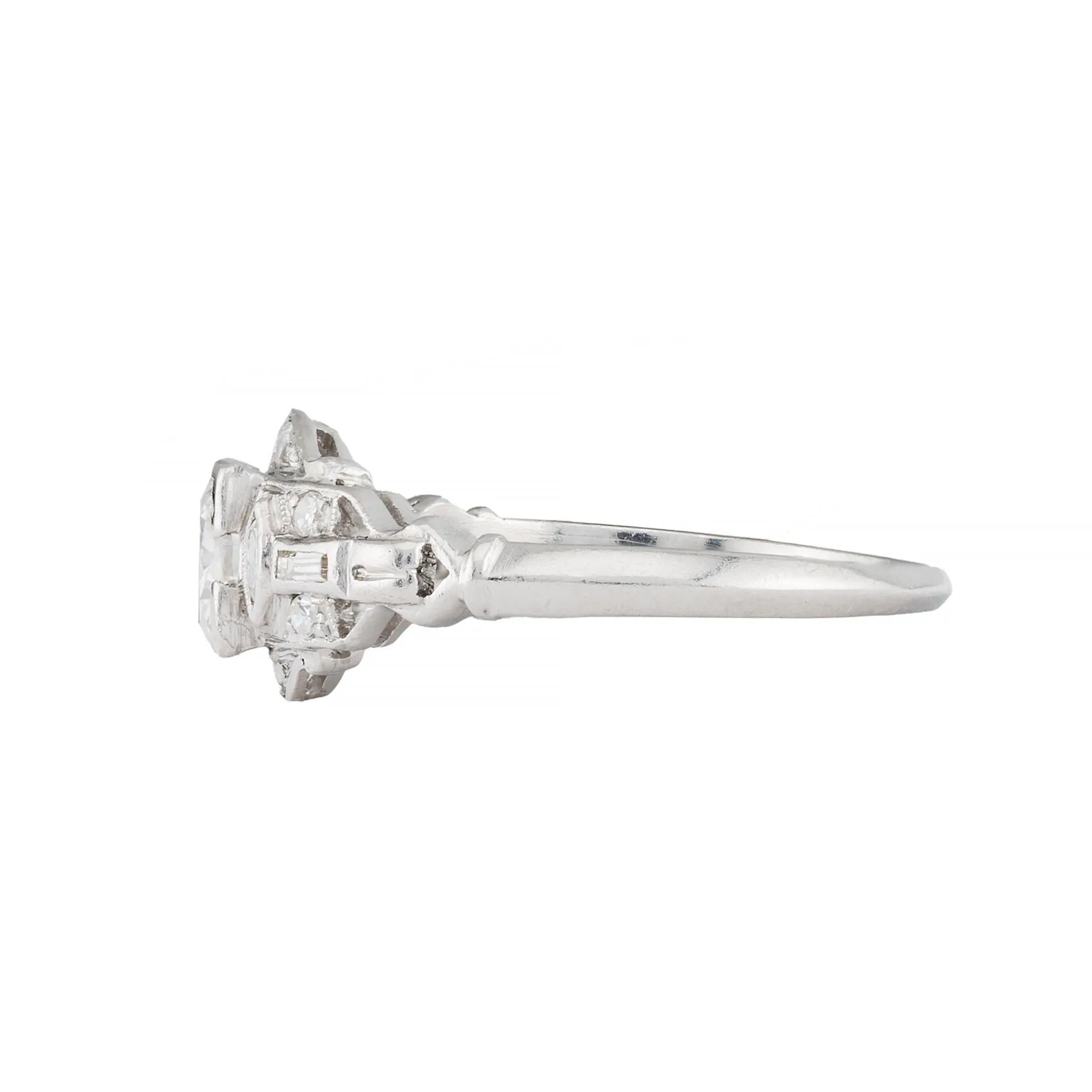 Unique Art Deco 0.97ctw Diamond Engagement Ring in Platinum Circa 1920's