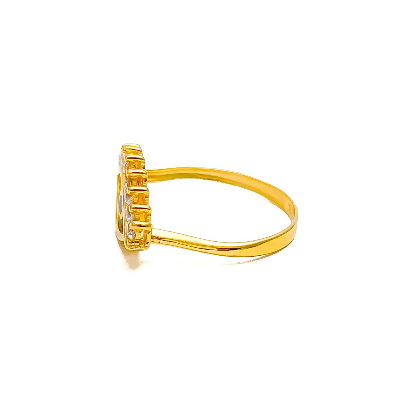 Unique Evil Eye 21k Gold CZ Ring