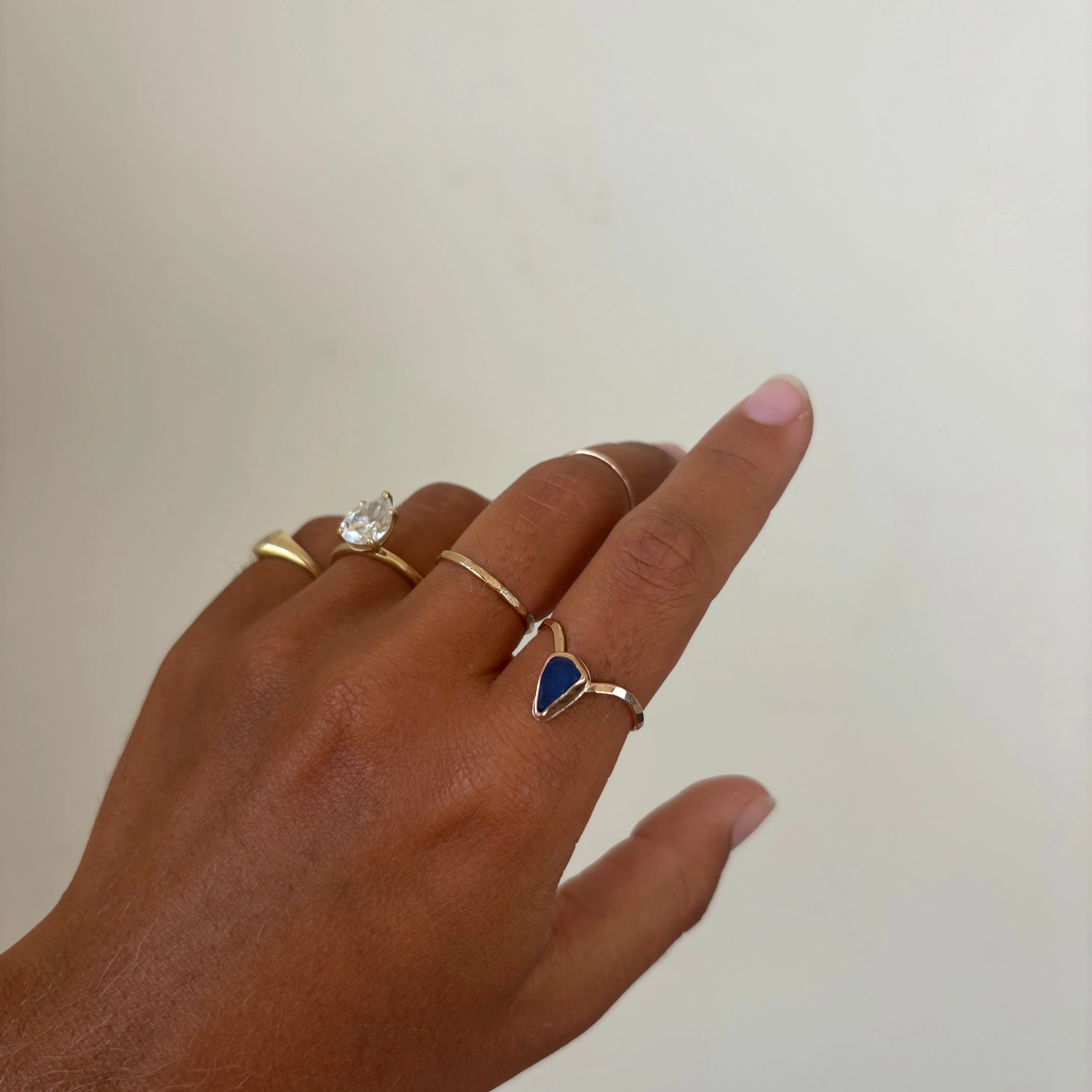 Unique Gold Fill Seaglass Rings