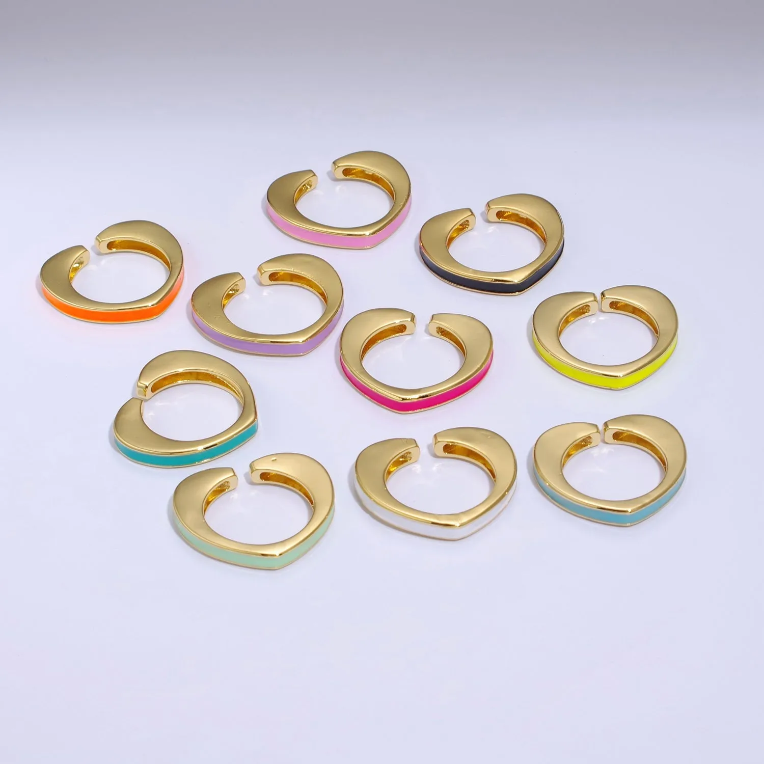 Unique Heart Shaped Open Ring Enamel Colorful Band S-258 ~ S-267