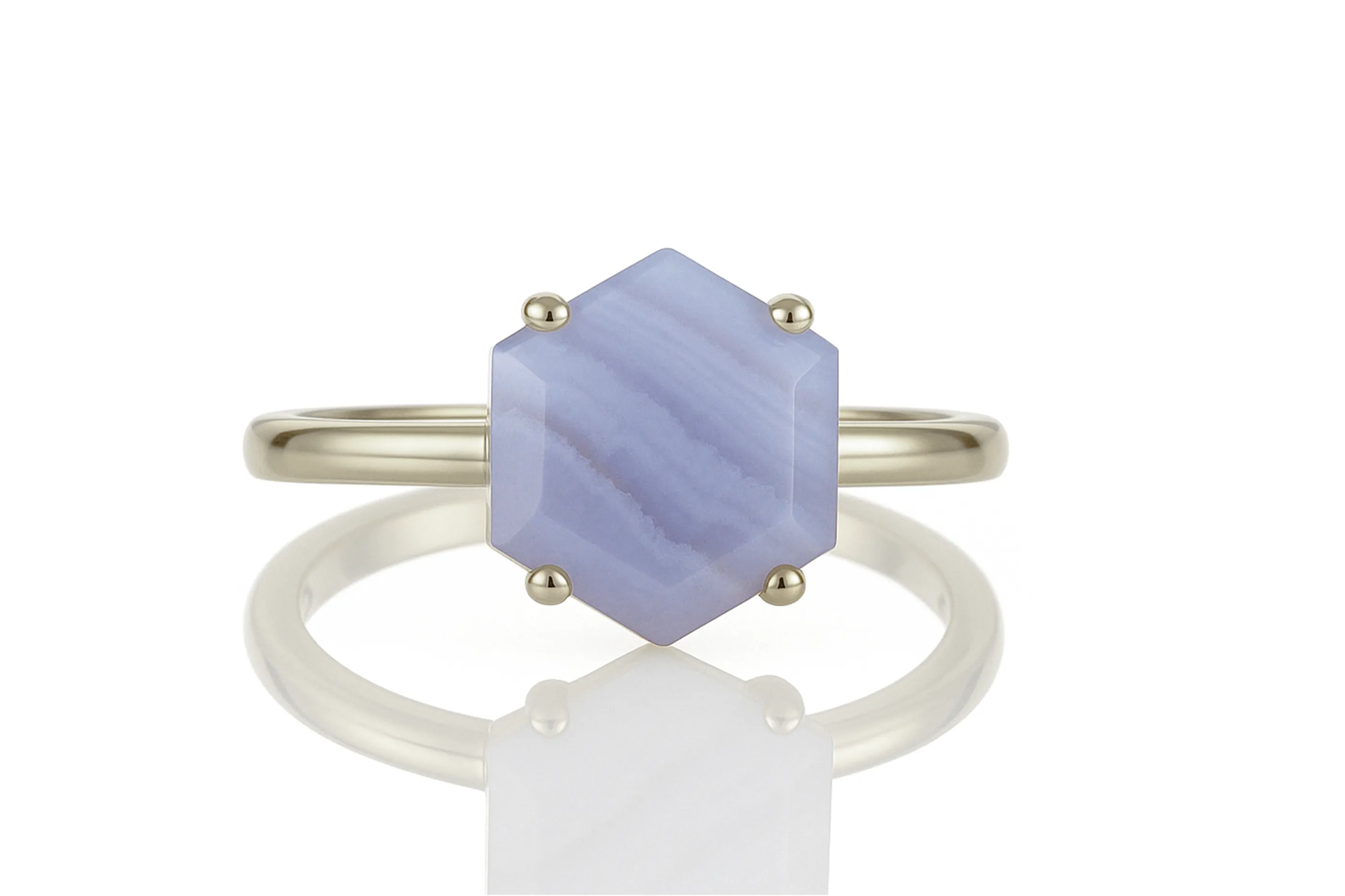 Unique Lace Agate Ring in Rose Gold