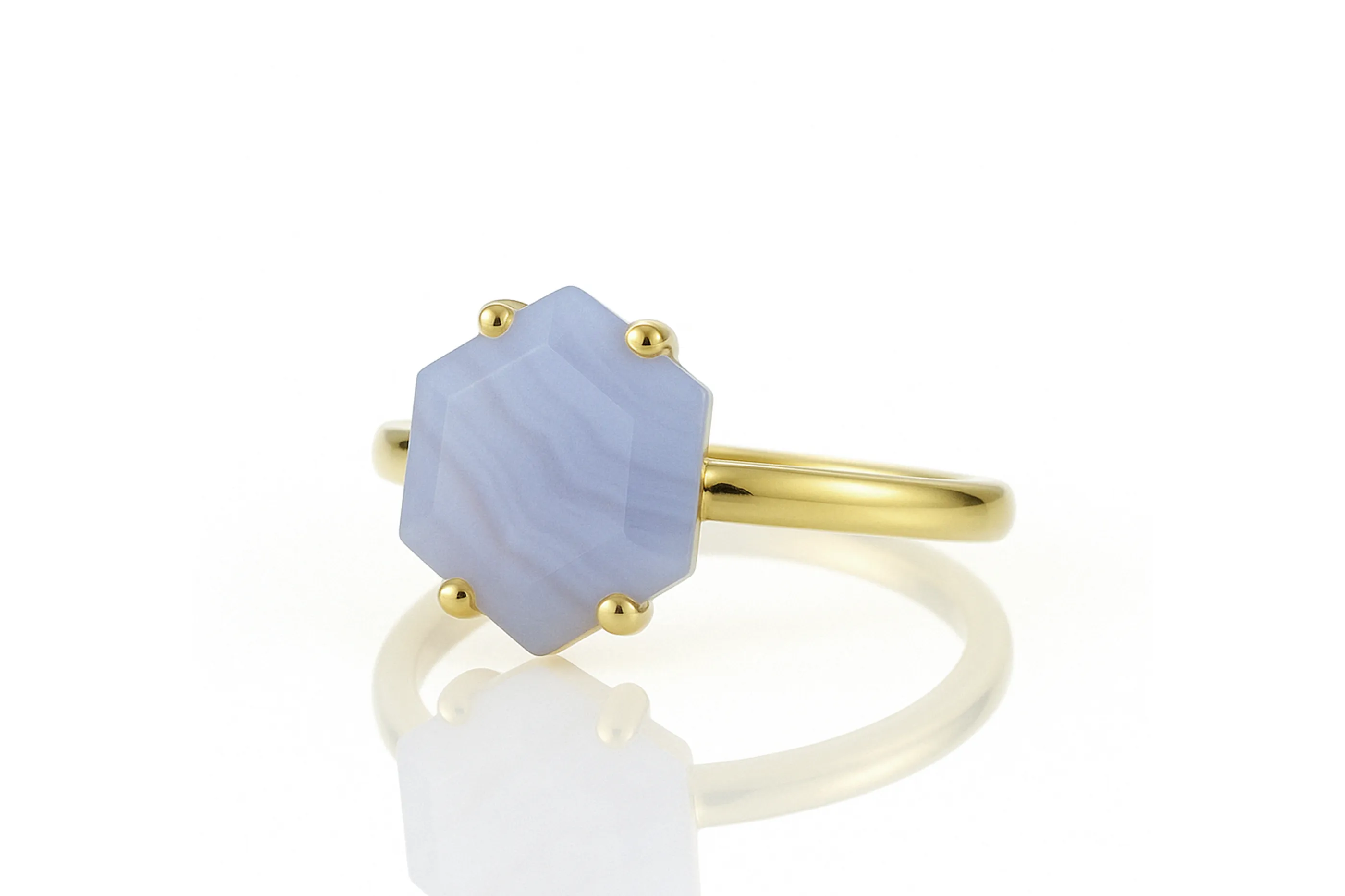 Unique Lace Agate Ring in Rose Gold