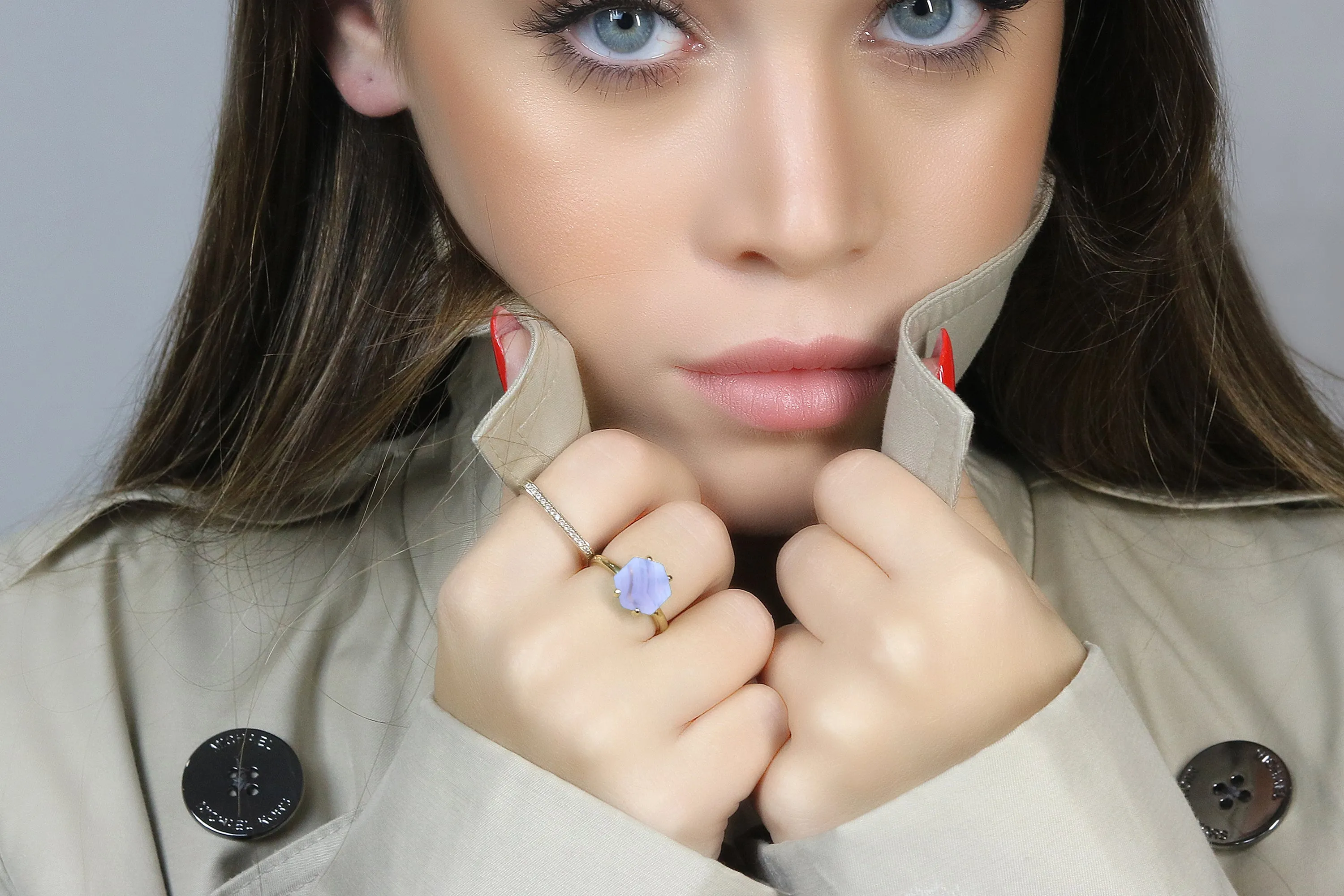 Unique Lace Agate Ring in Rose Gold