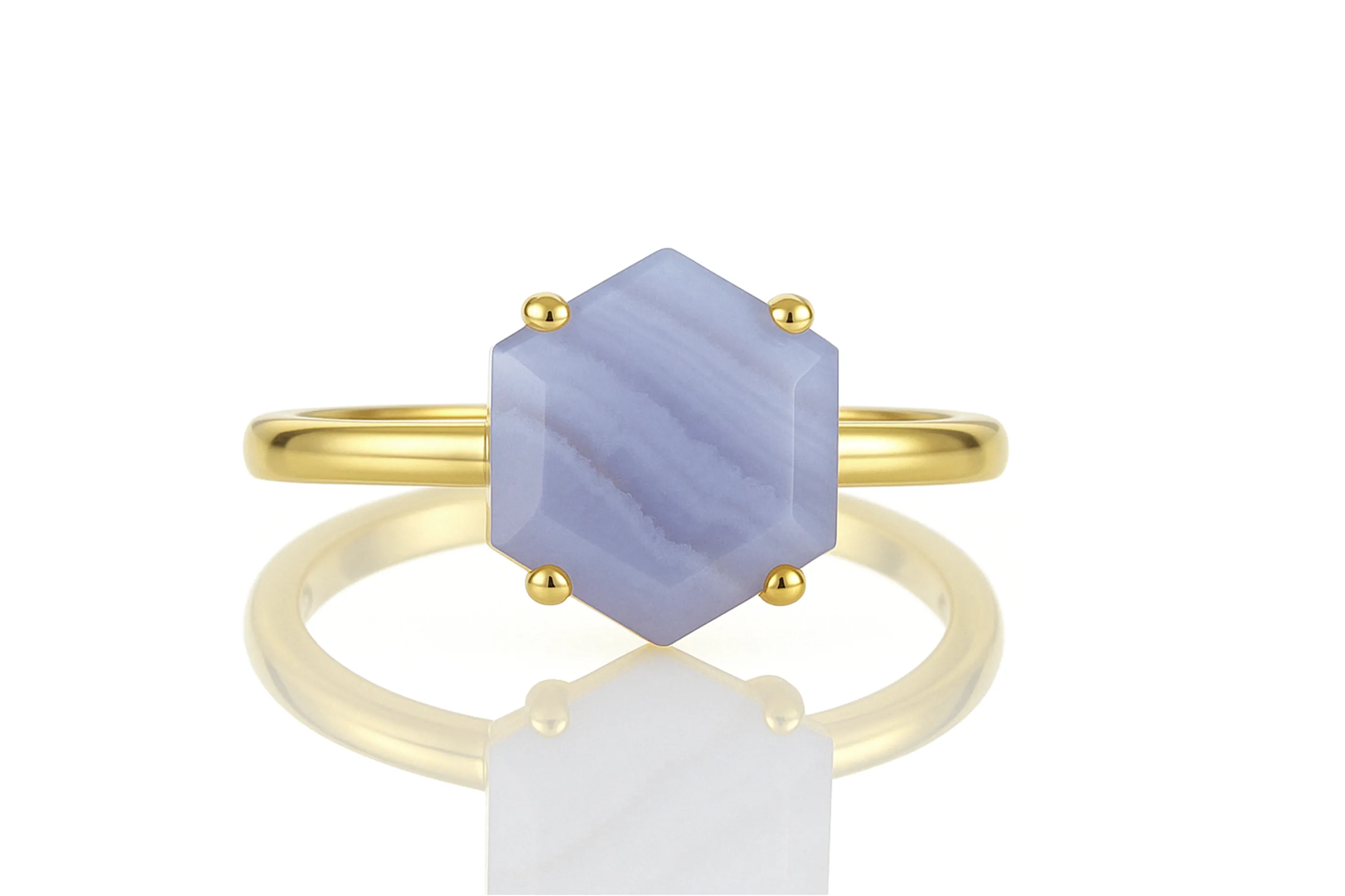 Unique Lace Agate Ring in Rose Gold