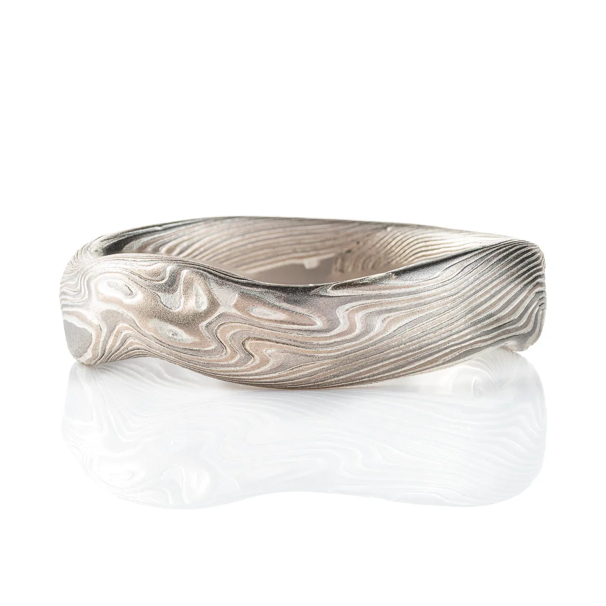 Unique Mokume Gane Organic Undulating Band