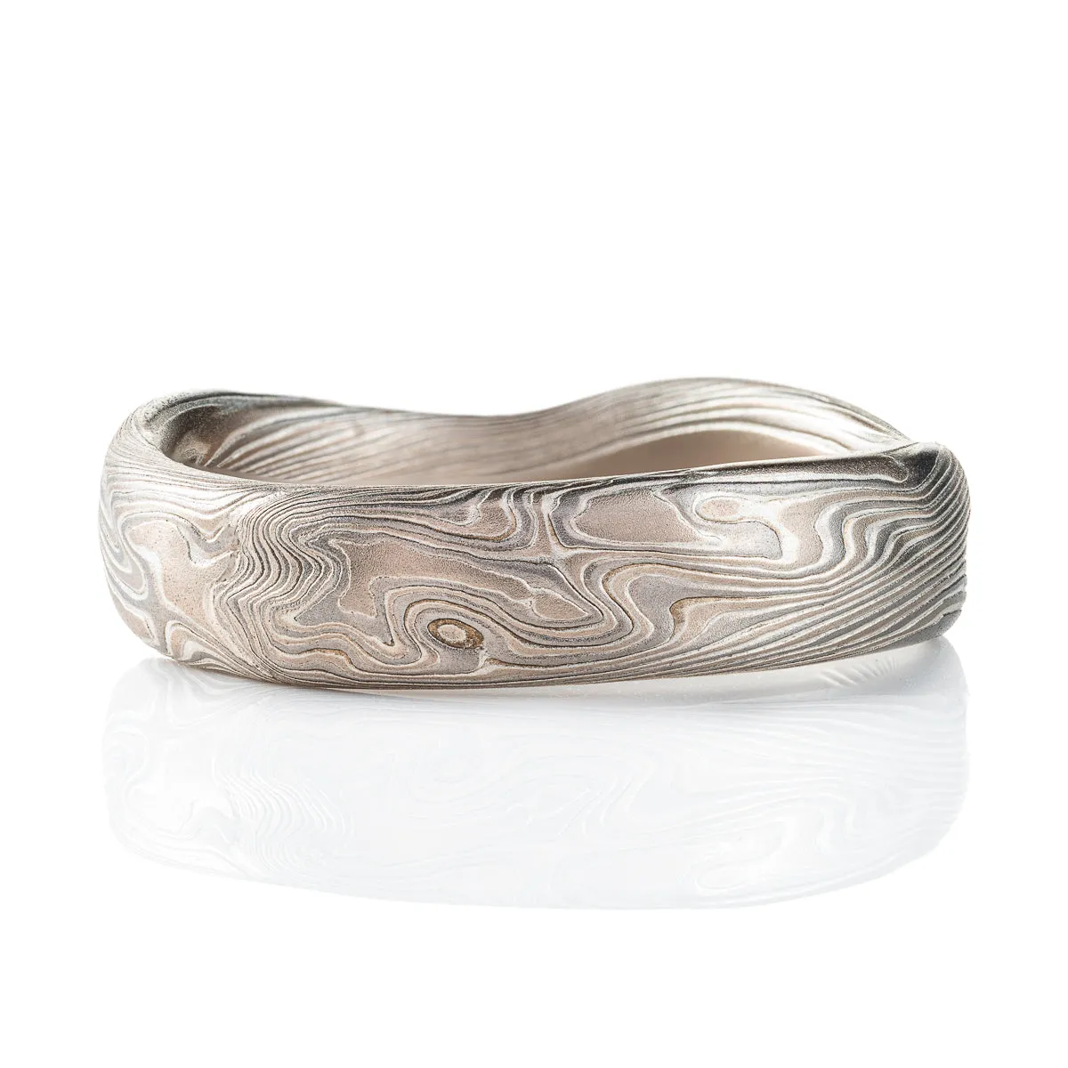 Unique Mokume Gane Organic Undulating Band