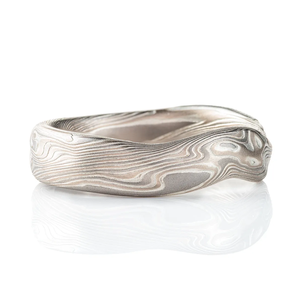 Unique Mokume Gane Organic Undulating Band