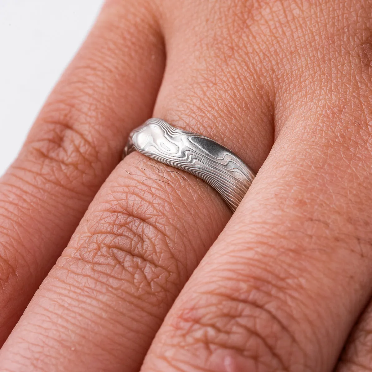 Unique Mokume Gane Organic Undulating Band