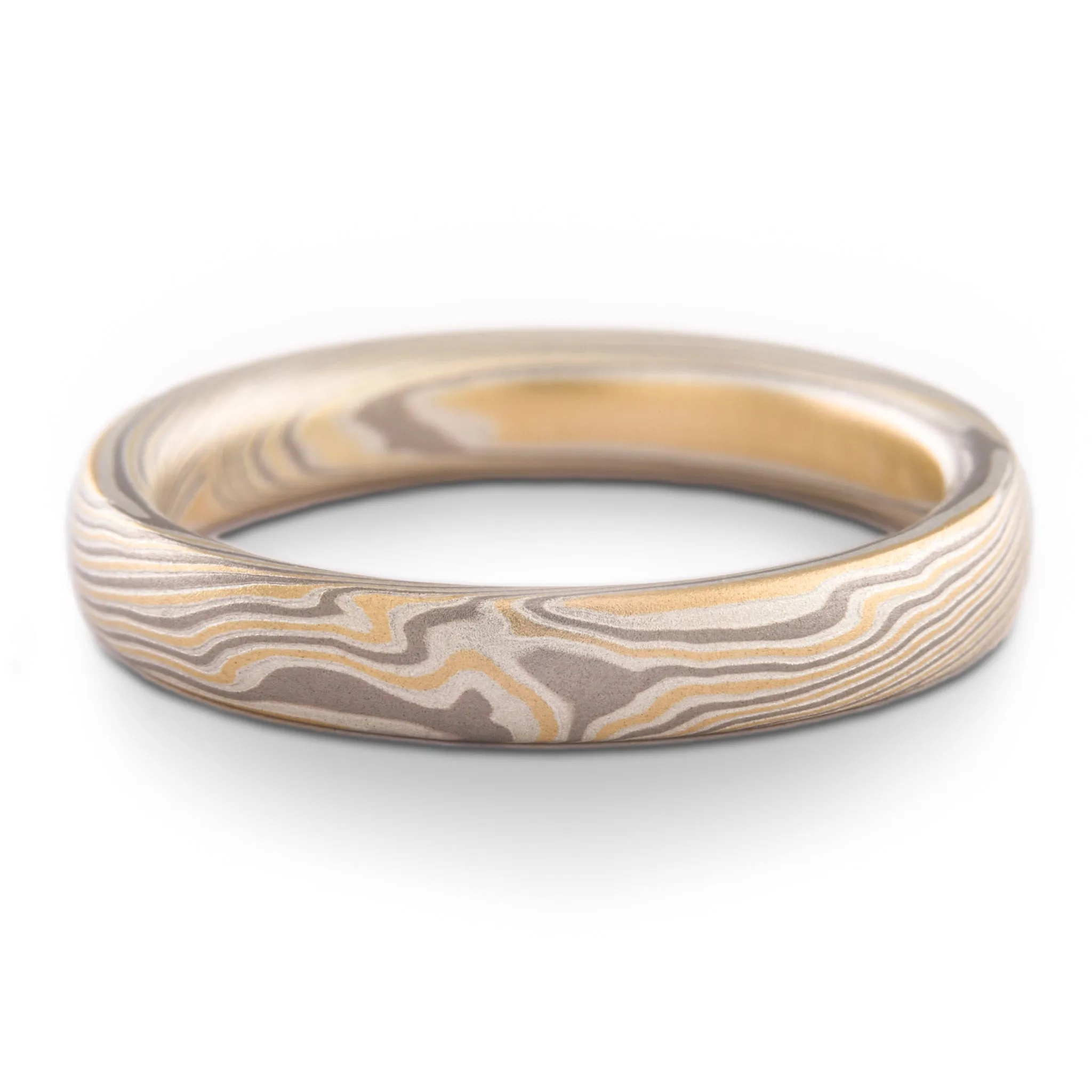 Unique Mokume Gane Twist Pattern Ring or Wedding Band Set in Flare Palette