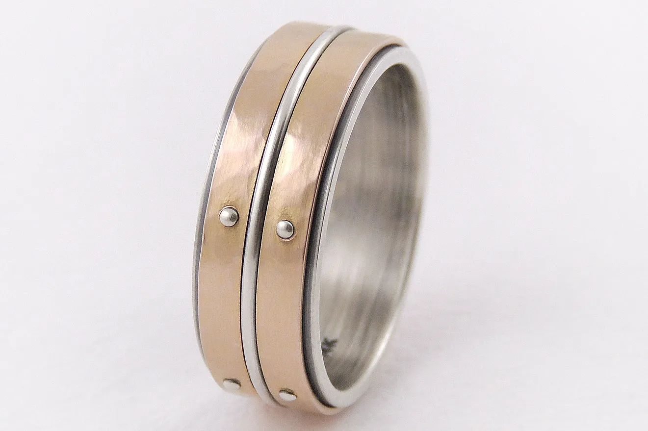 Unique silver gold wedding band