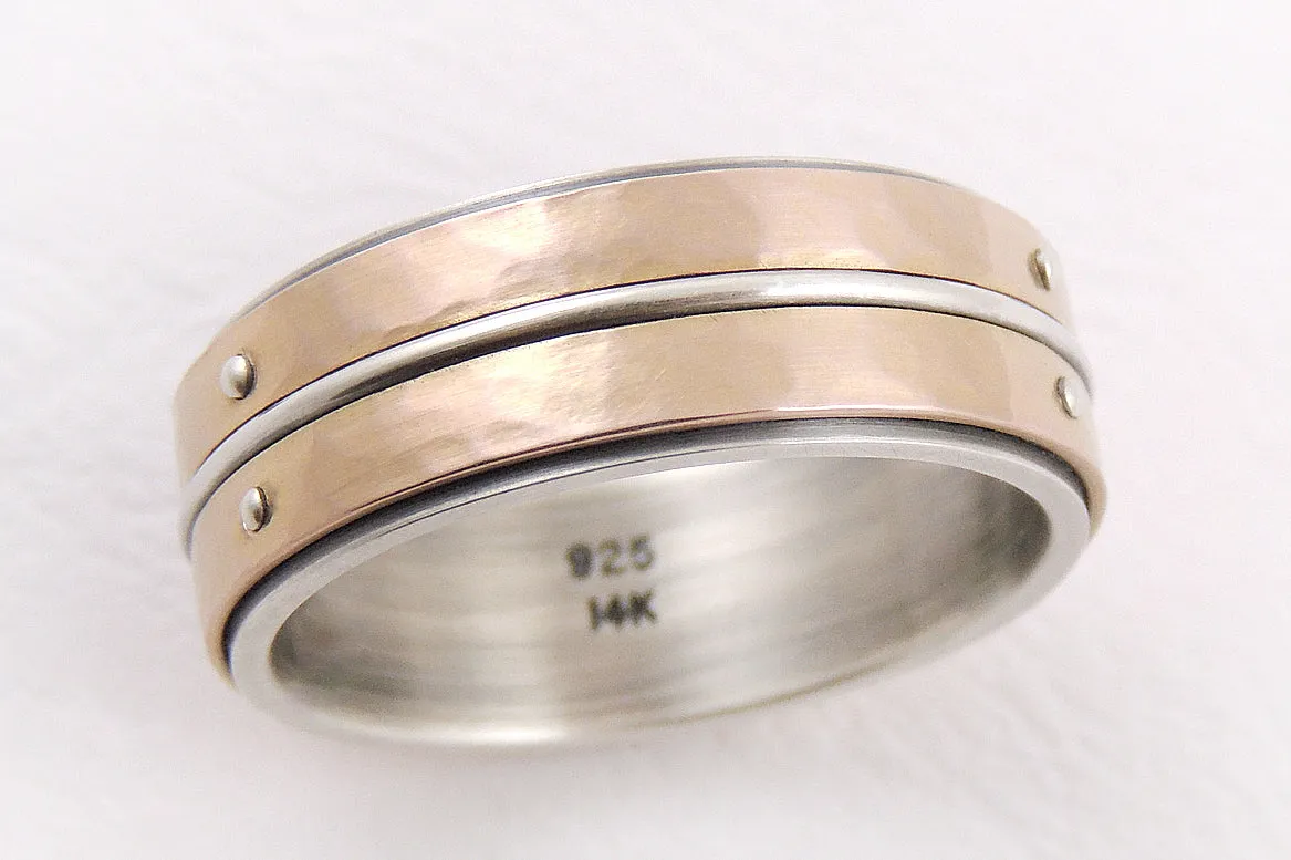 Unique silver gold wedding band