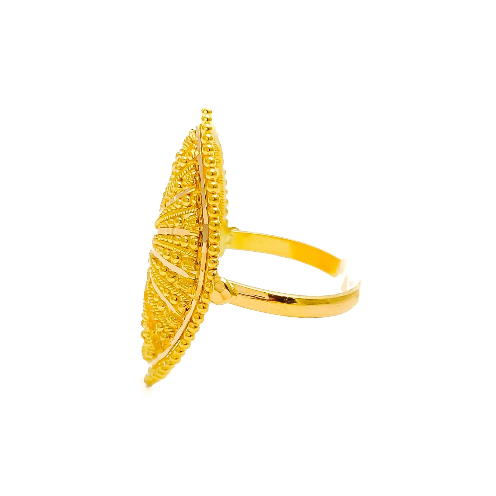Unique Striped Marquise 22K Gold Ring