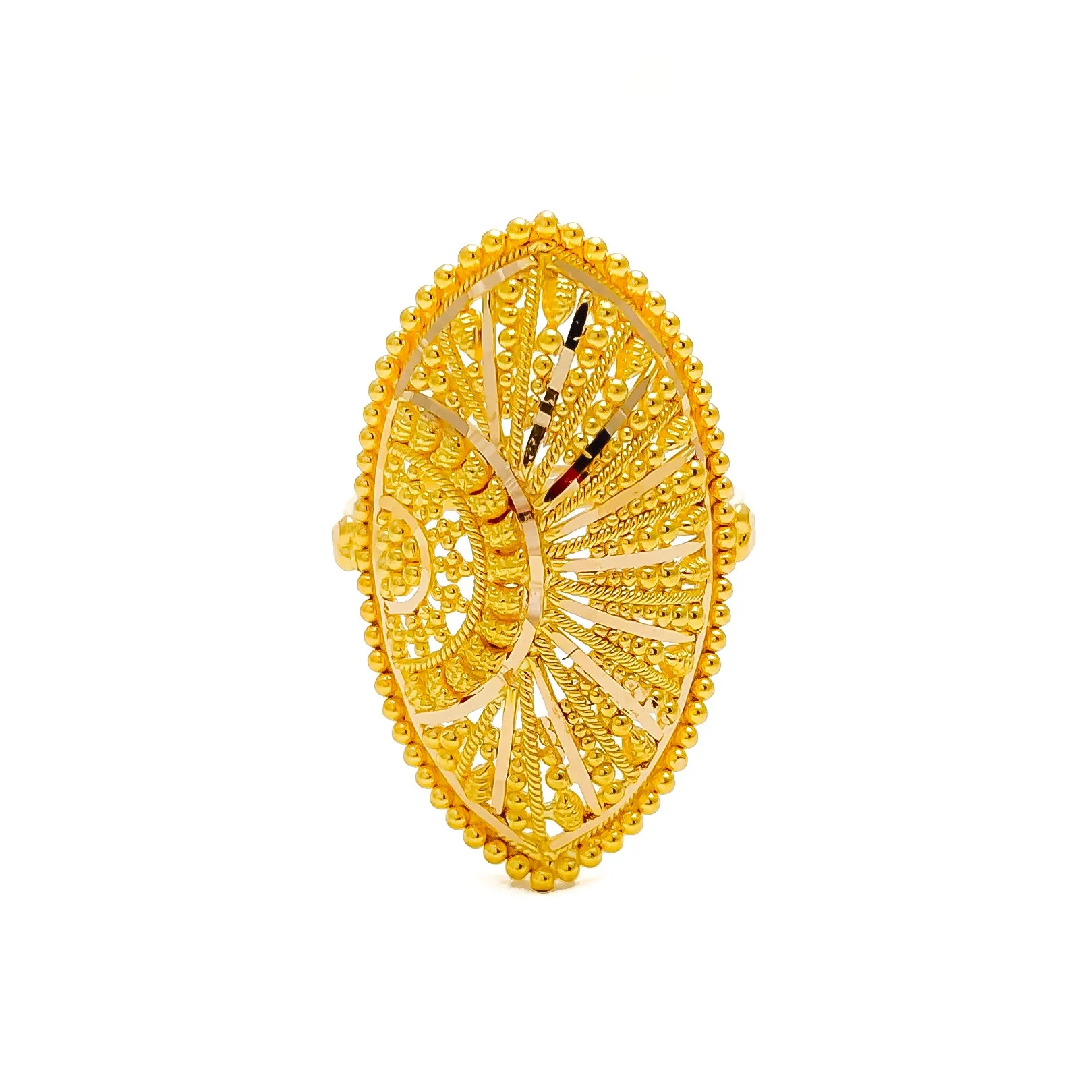 Unique Striped Marquise 22K Gold Ring