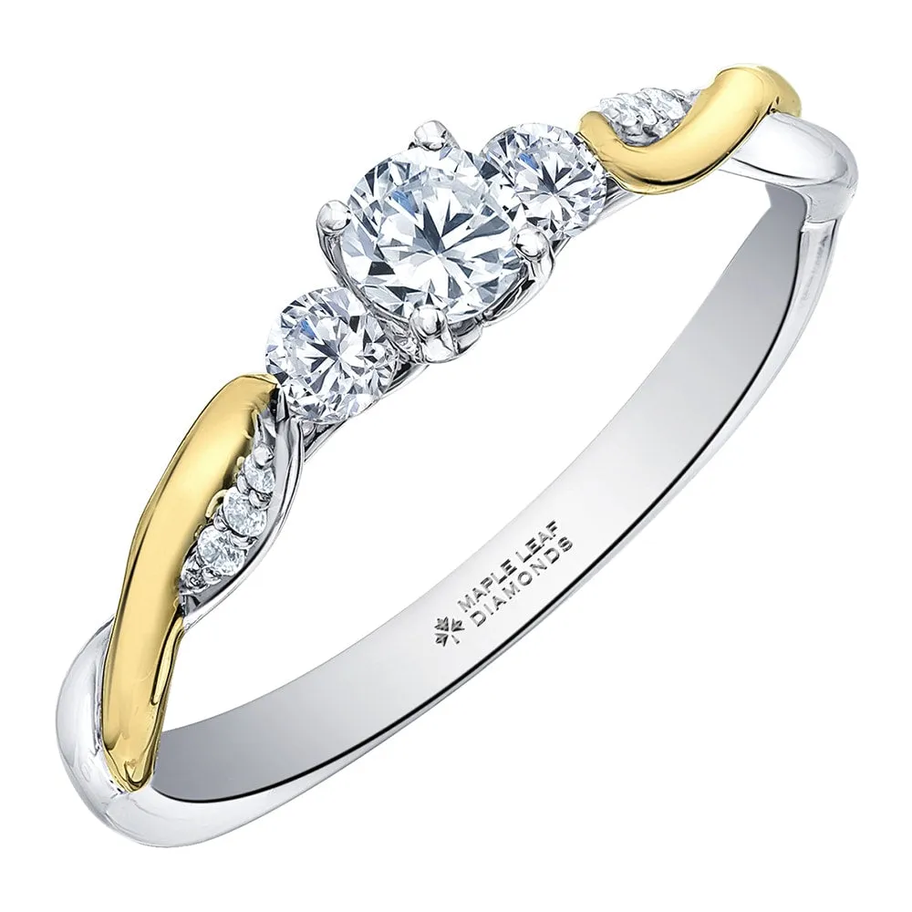Unique Three-Stone Canadian Diamond Ring
