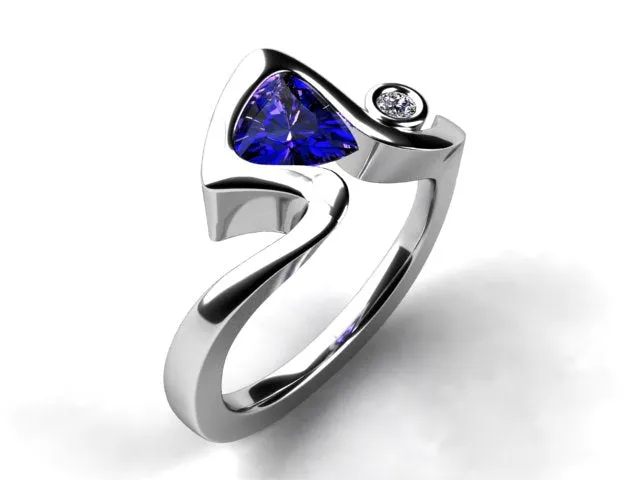 Unique Trilliant Tanzanite and Diamond Ring