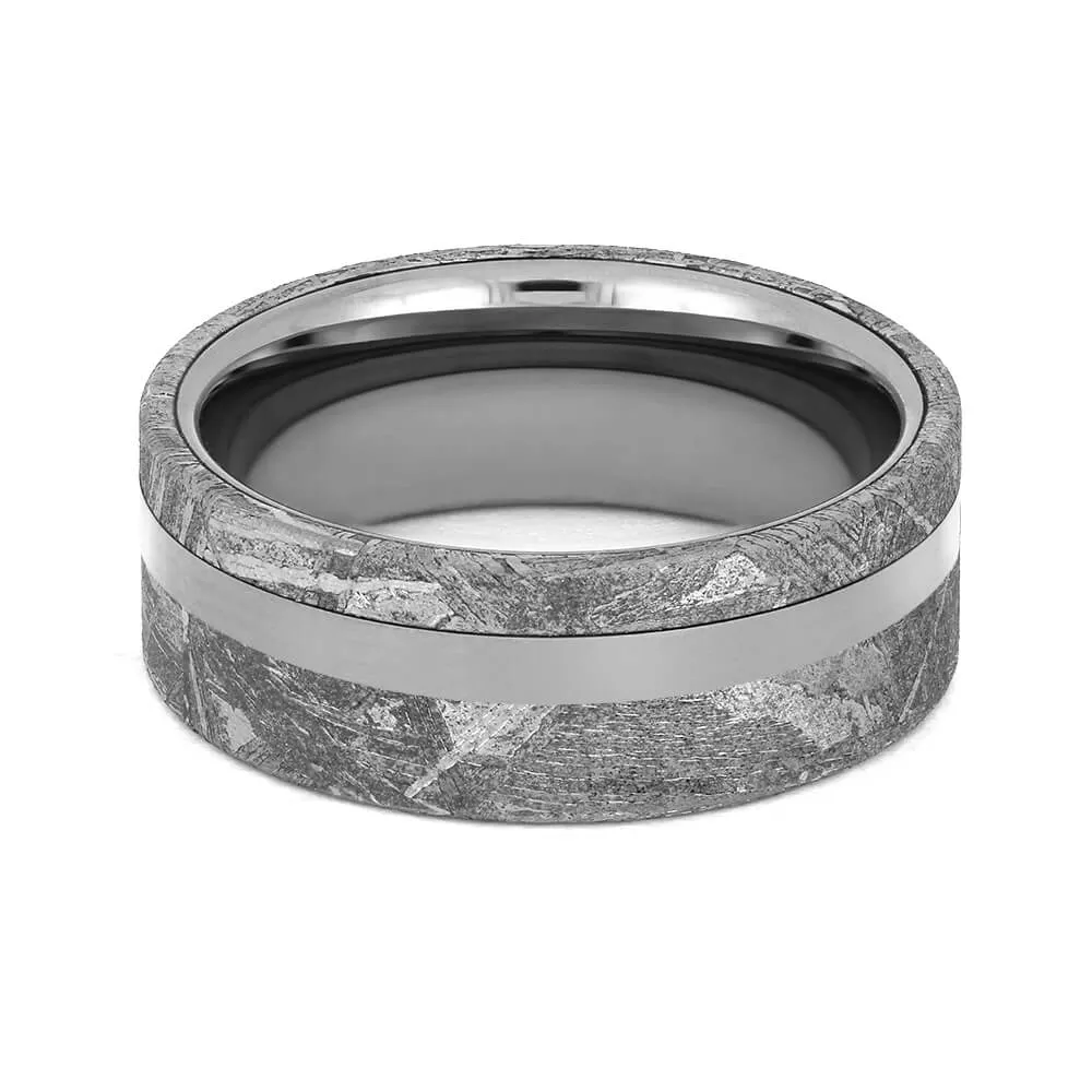 Unique Tungsten Ring With Meteorite Edges