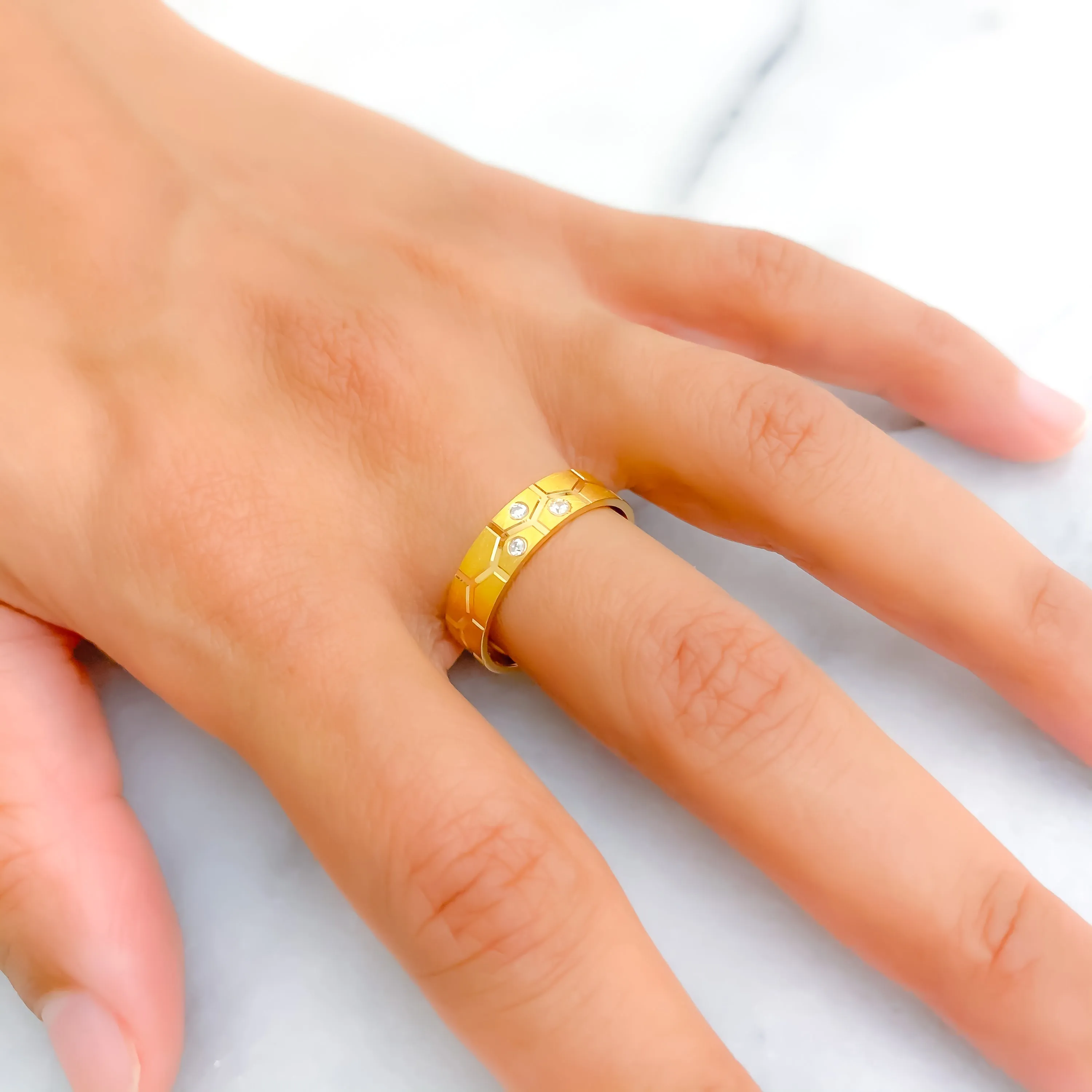 Unique Versatile 21k Gold CZ Band
