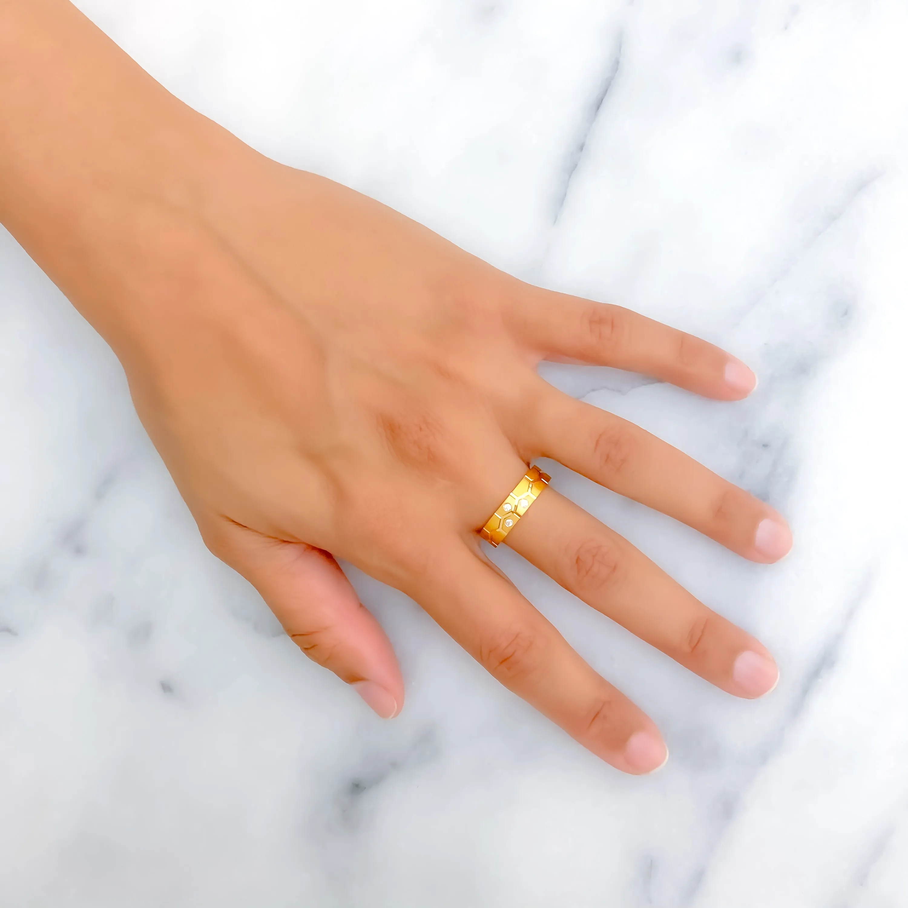 Unique Versatile 21k Gold CZ Band